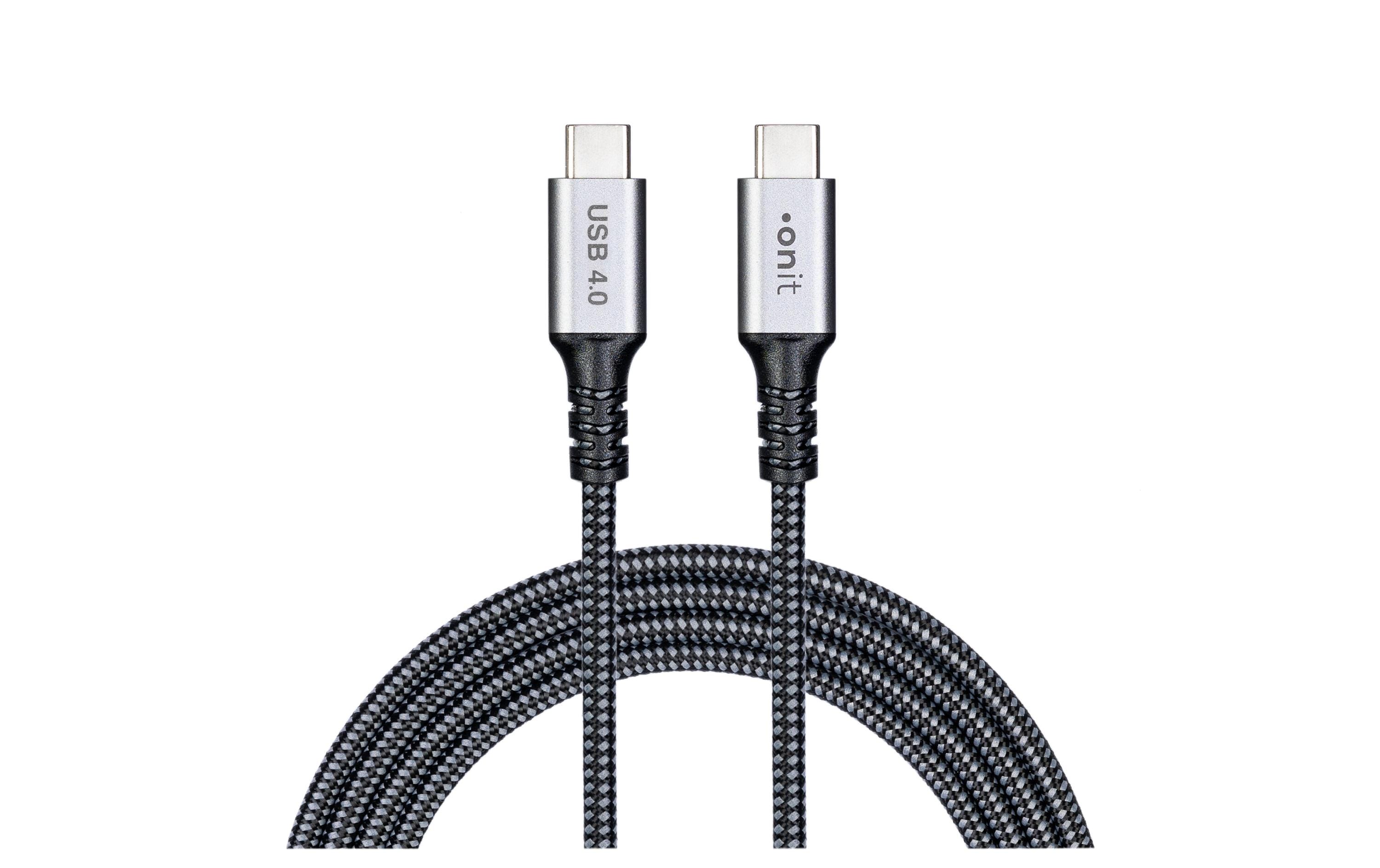 onit USB4-Kabel Premium USB C - USB C 1 m, Grau/Schwarz