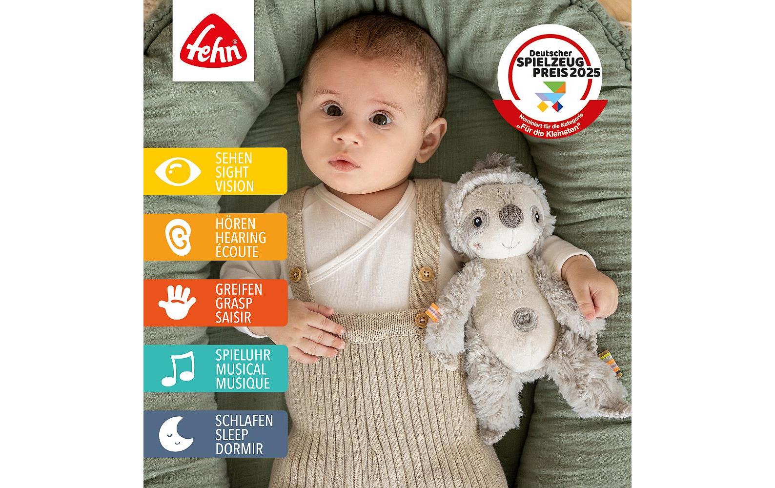 fehn Einschlafhilfe Faultier Grau/Beige
