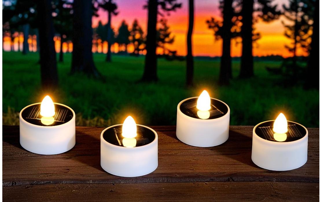 Dameco LED Solar Teelicht 4er Set warm weisses Licht