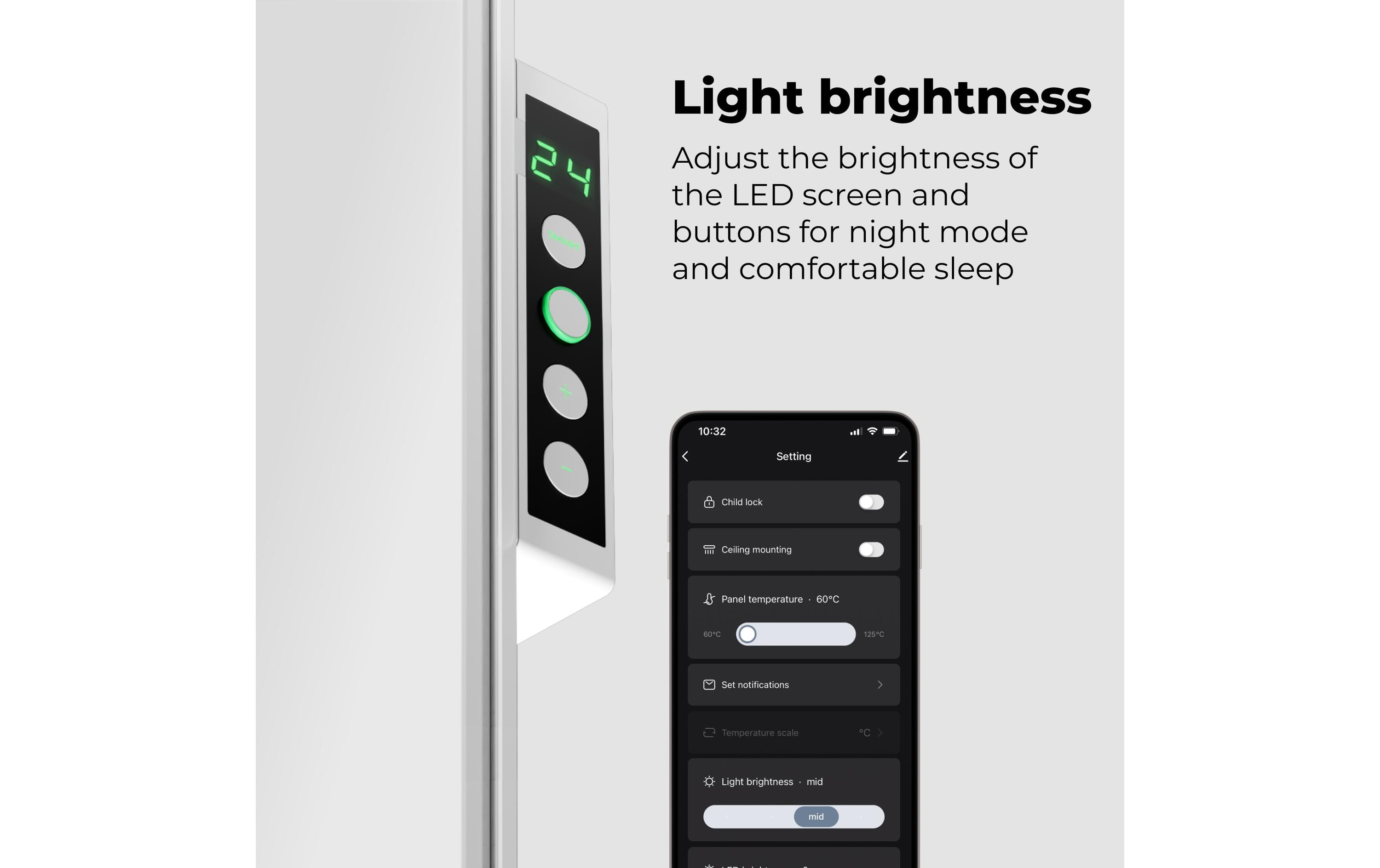 AENO Infrarotheizer Premium Eco Smart LED 700 W, Schwarz AENO Infrarotheizer Premium Eco Smart LED 700 W, Schwarz