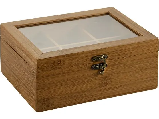 Kesper Teebox aus dunklem Bambus mit 6 Fächern