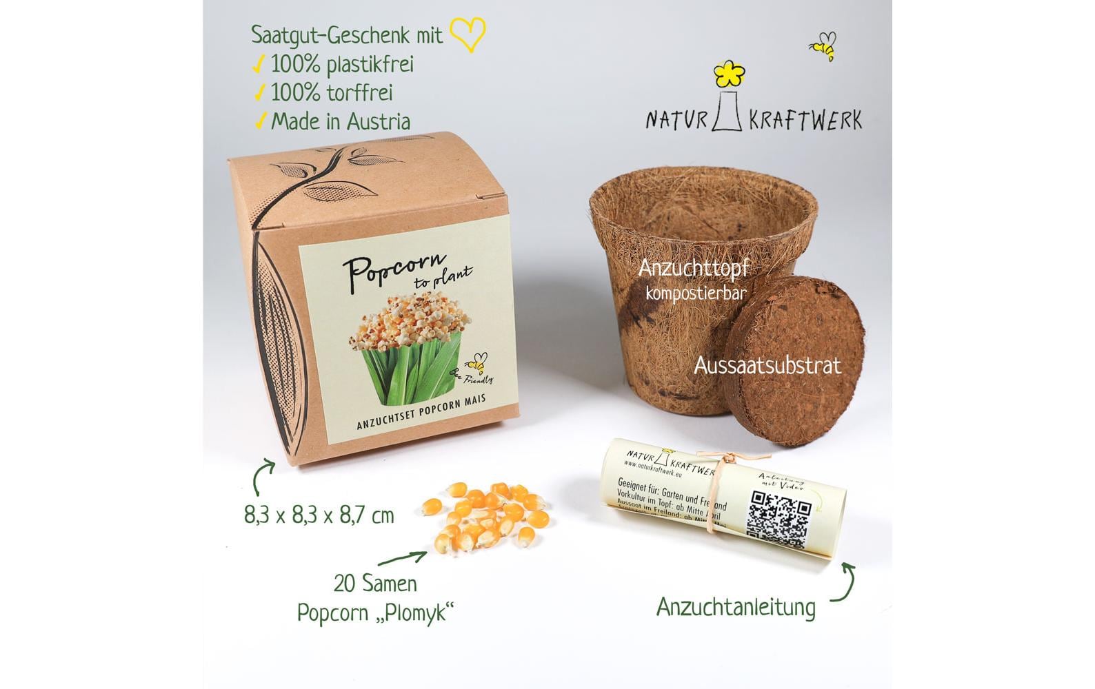 Naturkraftwerk Anzuchtset Popcorn-to-Plant mit Popcorn Mais