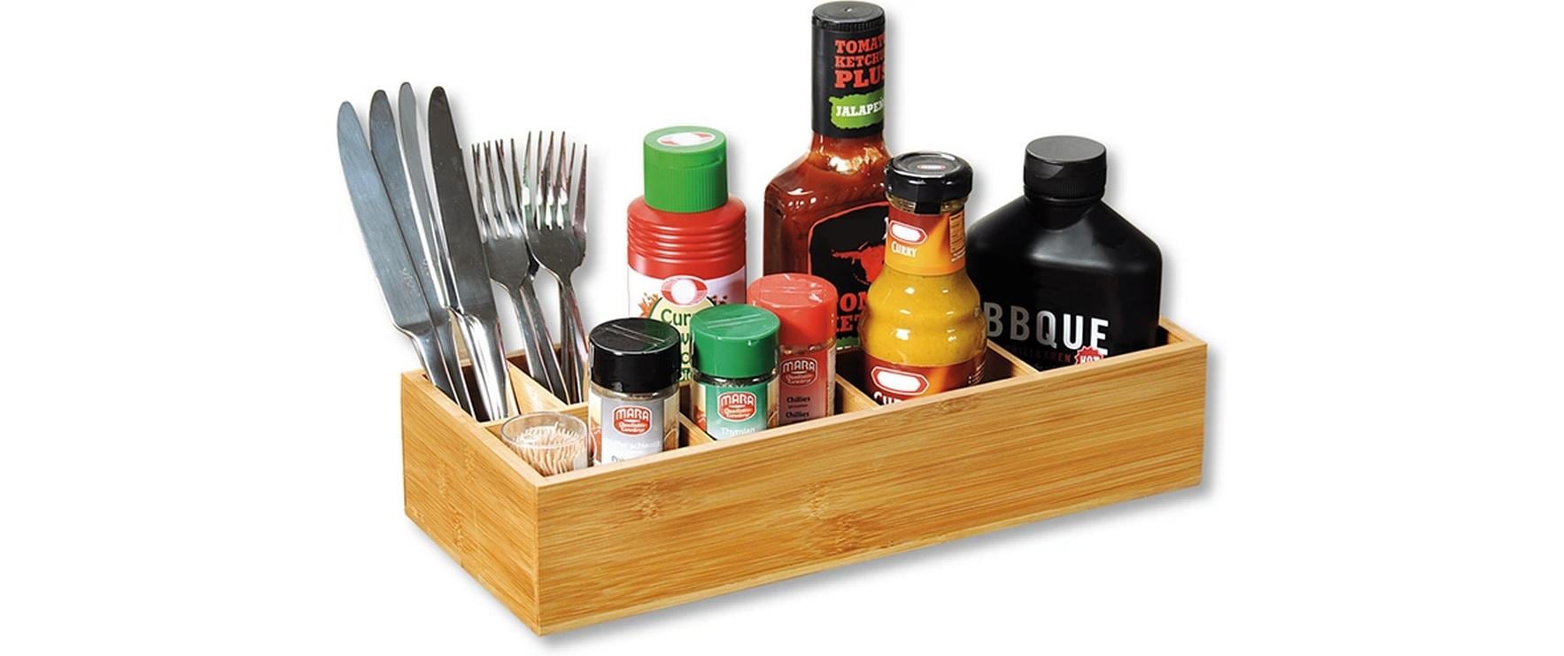 Kesper Küchenorganizer Bambus Natur 8 Fächer 36 x 15 x 7.5 cm