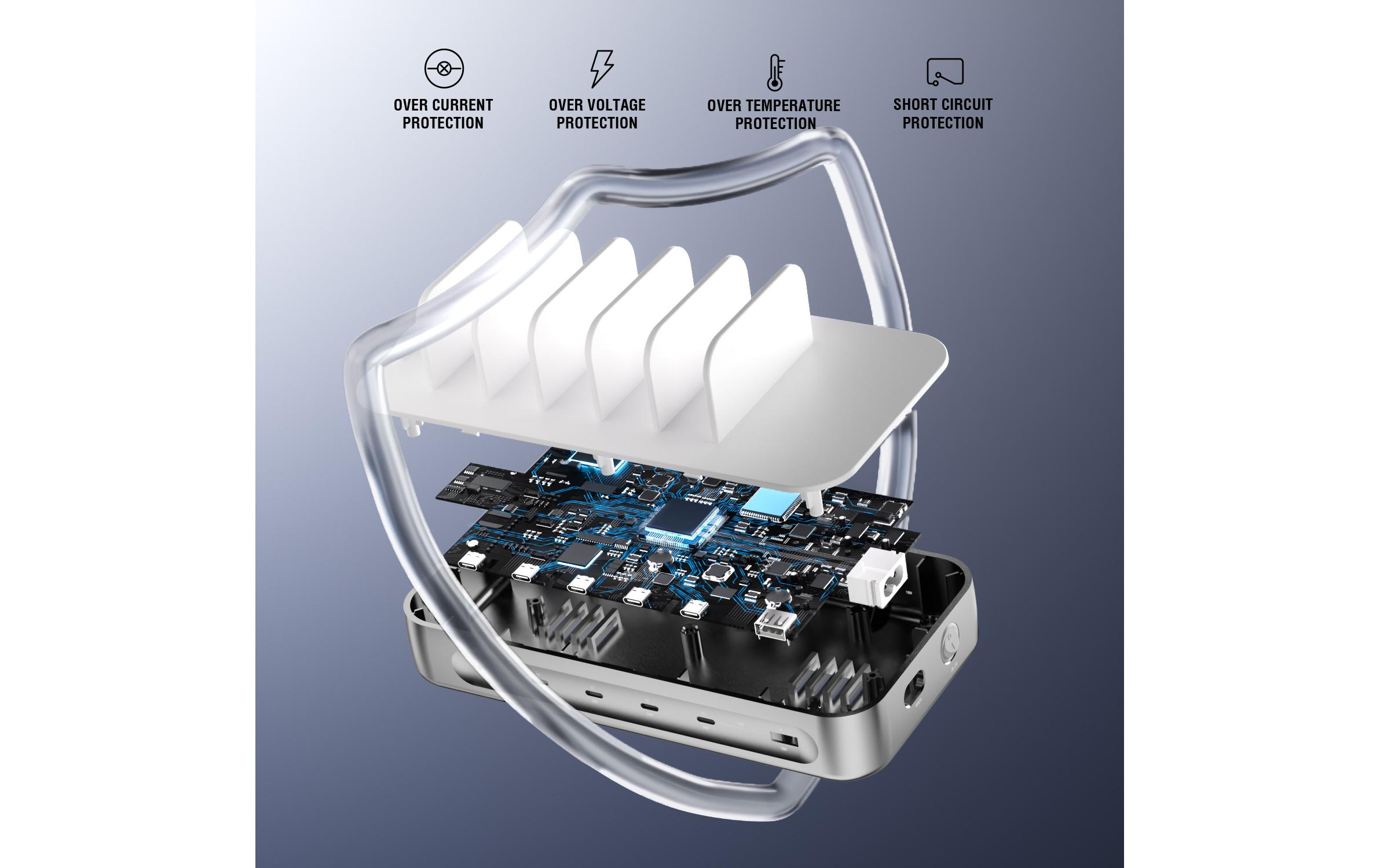 4smarts Ladestation Team 100W 5C/1A inkl. 6 Kabel Silber 4smarts Ladestation Team 100W 5C/1A inkl. 6 Kabel Silber