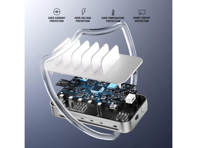 4smarts Ladestation Team 100W 5C/1A inkl. 6 Kabel Silber 4smarts Ladestation Team 100W 5C/1A inkl. 6 Kabel Silber