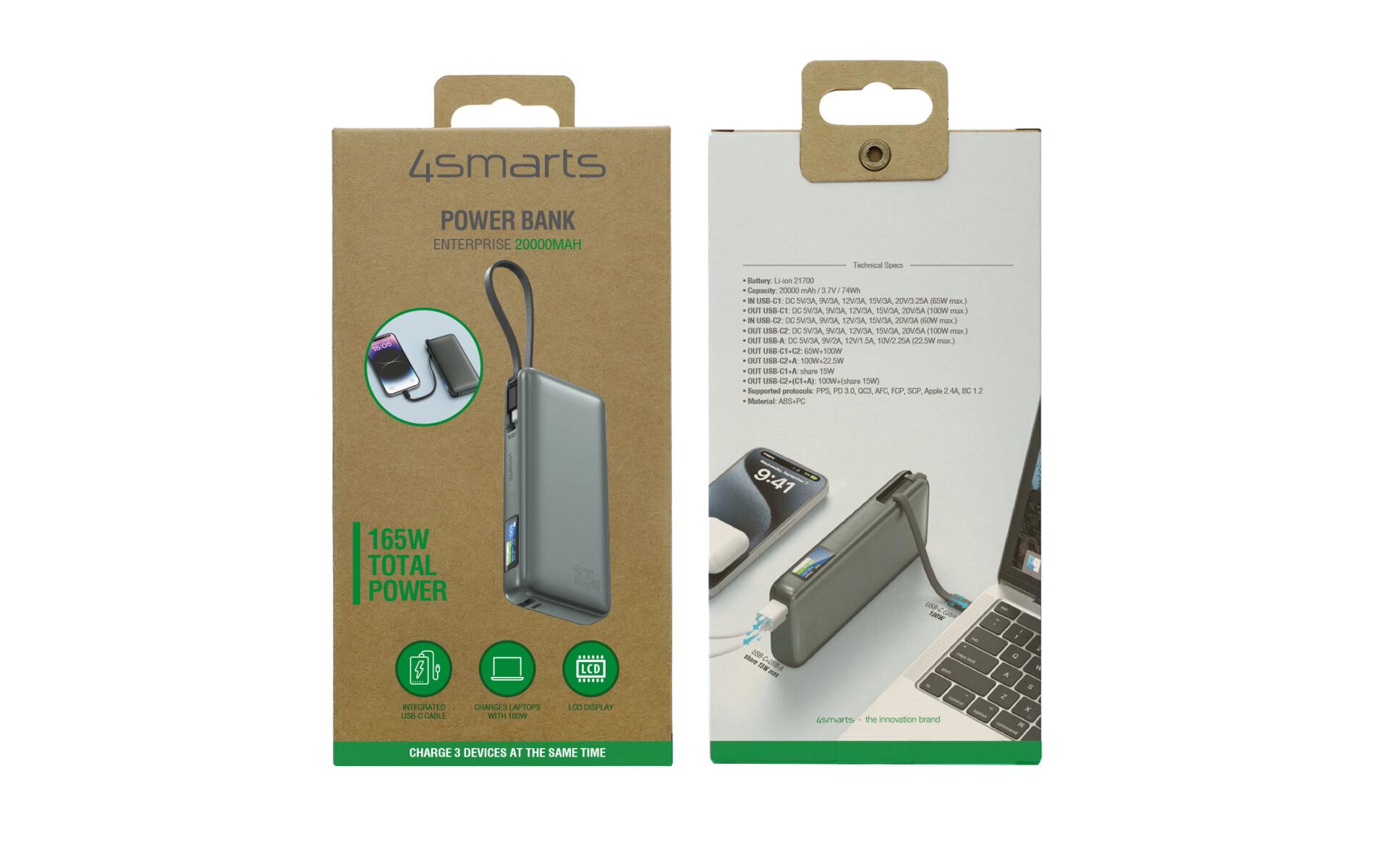 4smarts Powerbank Enterprise, 20000 mAh, 165W, Spacegrau 4smarts Powerbank Enterprise, 20000 mAh, 165W, Spacegrau