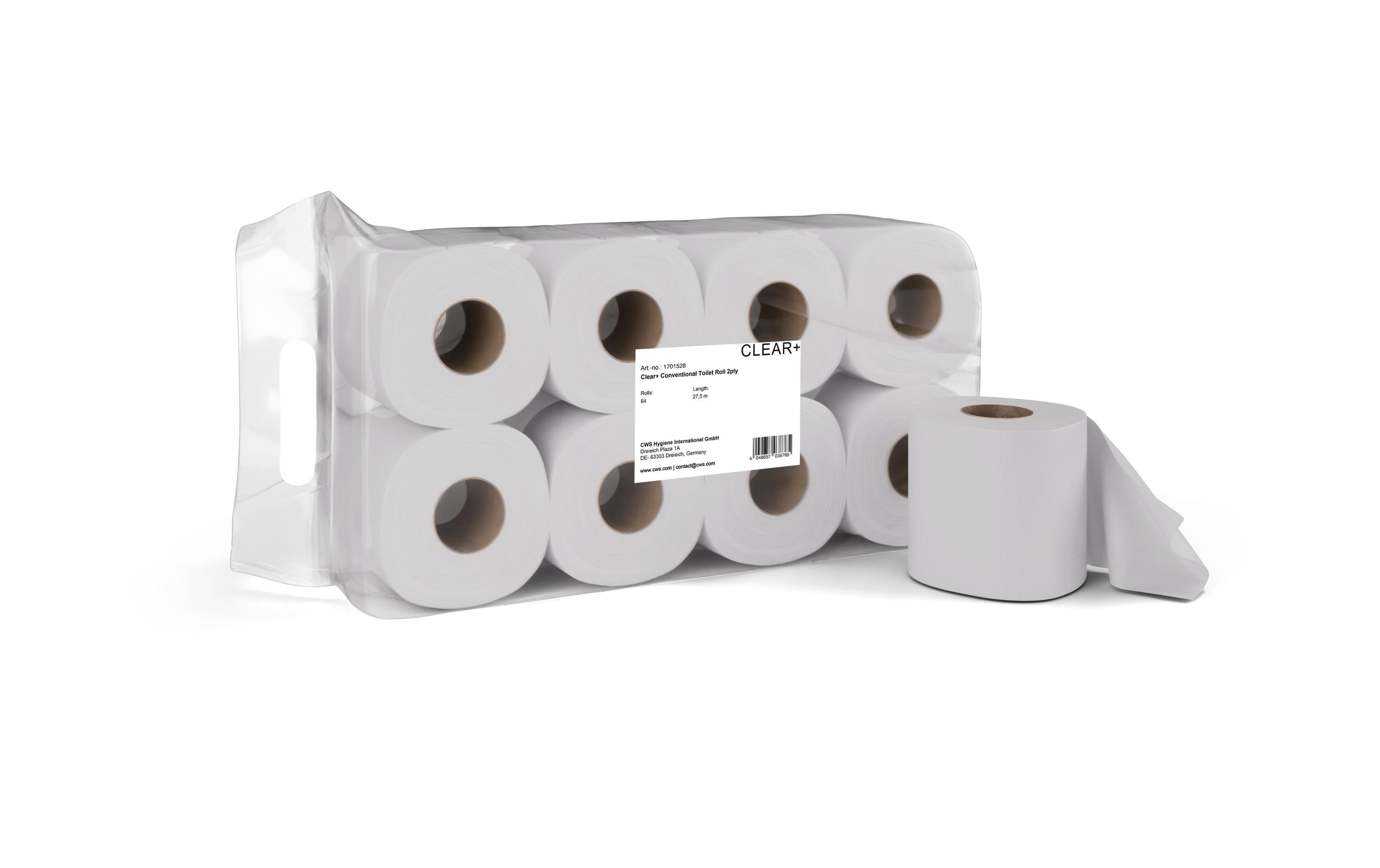 CWS Toilettenpapier Rollen, 2-lagig, Hellgrau