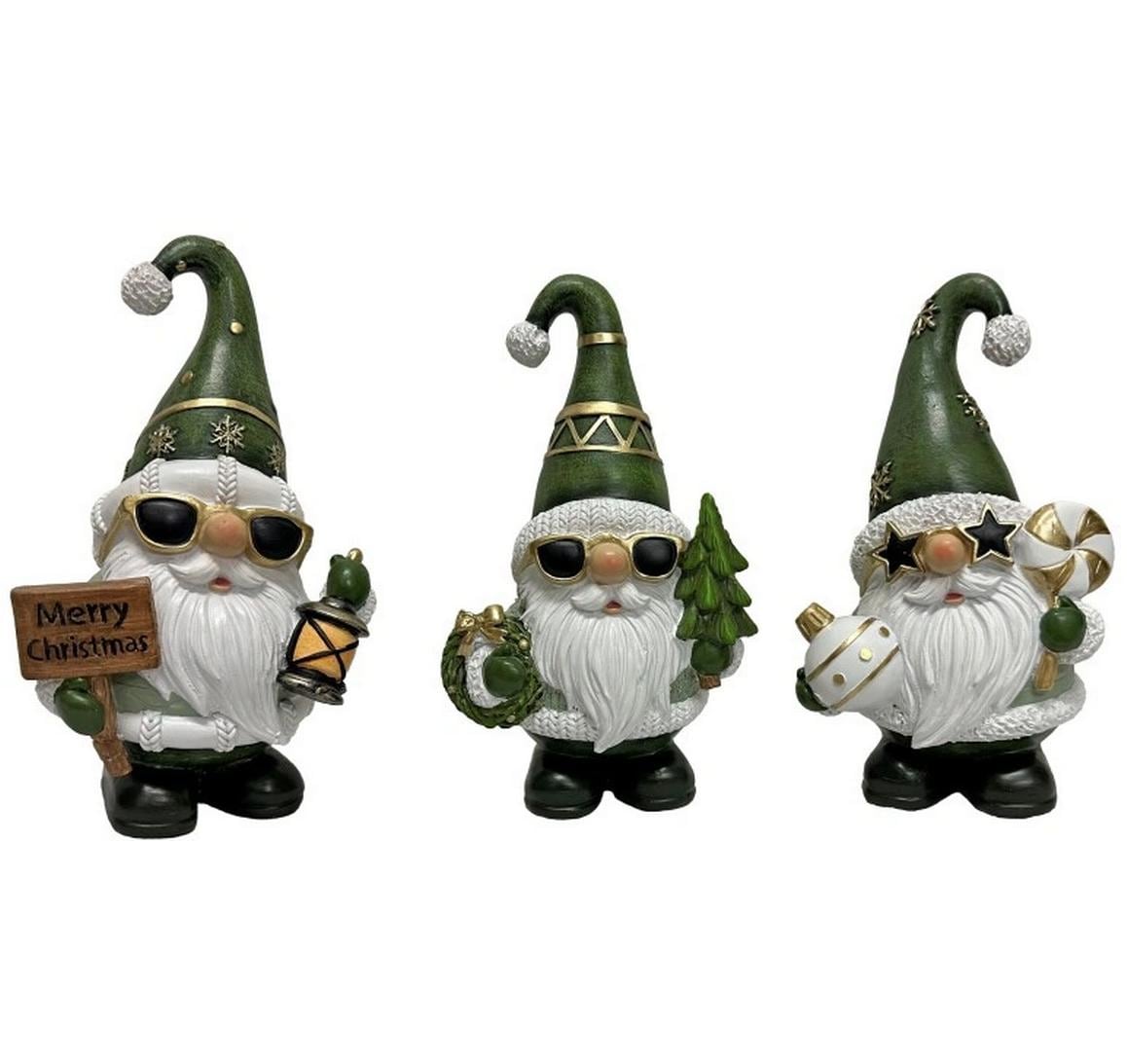 Dameco Weihnachtsfigur Santa's 3-er Set, Grün