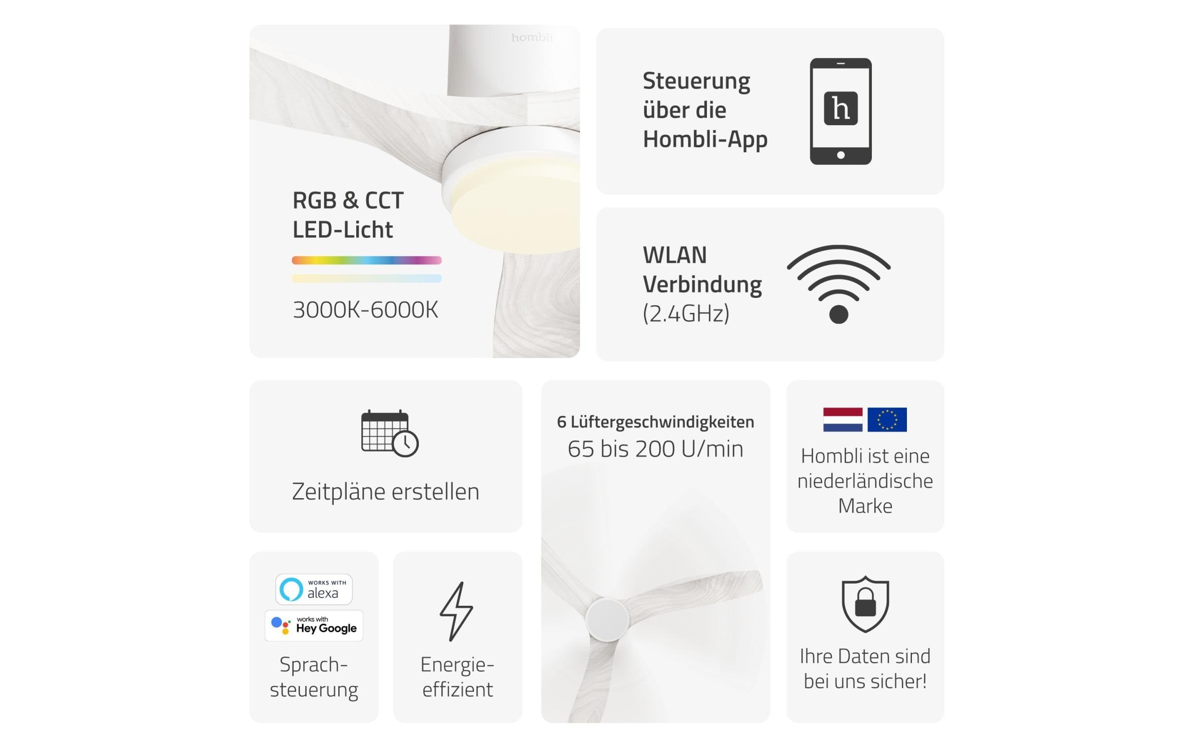 hombli Deckenventilator 1320 mm, Weiss hombli Deckenventilator 1320 mm, Weiss