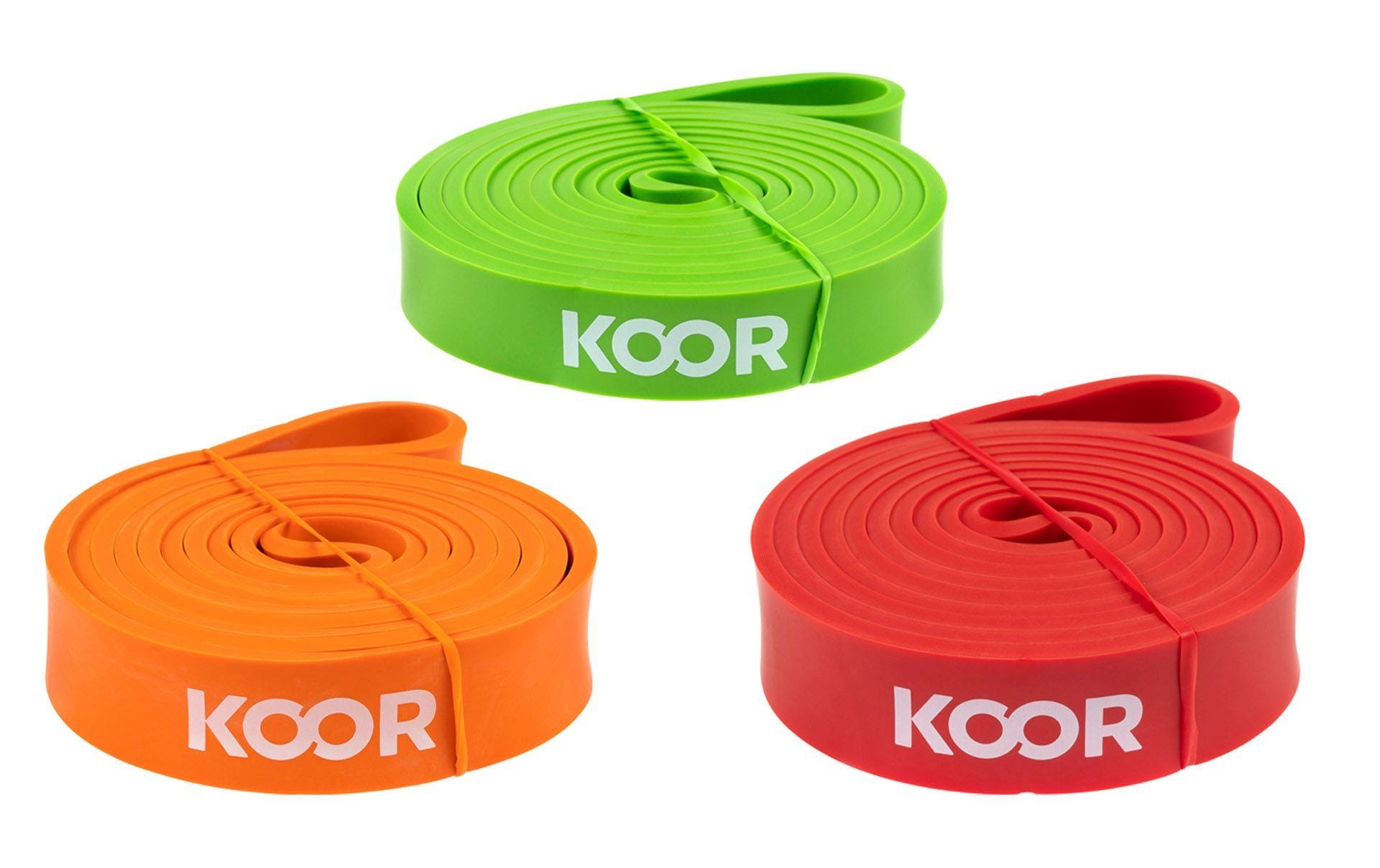 KOOR Fitnessband 3er-Set, mittel bis extra stark