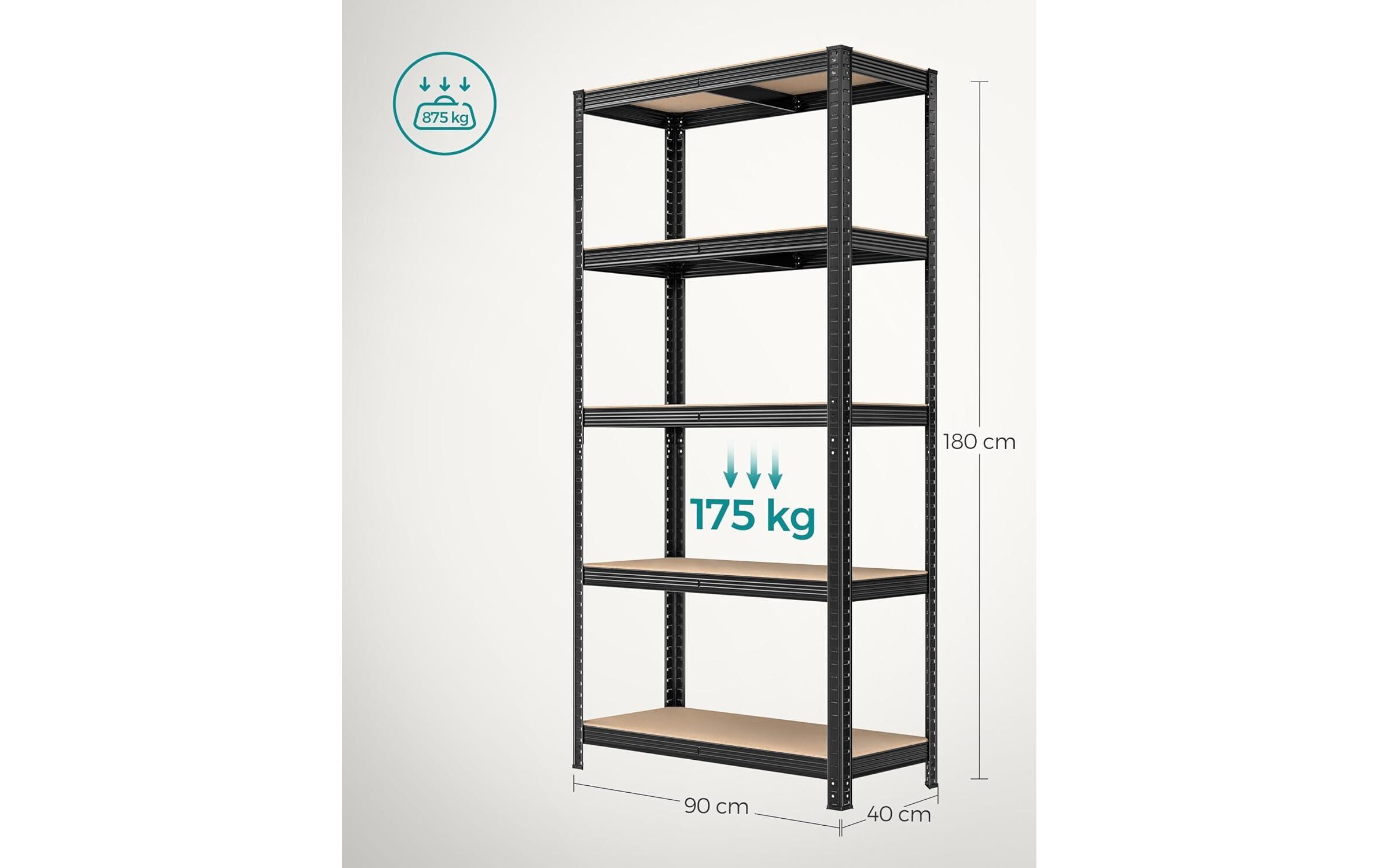 Songmics Regal 5 Ablagen Schwarz