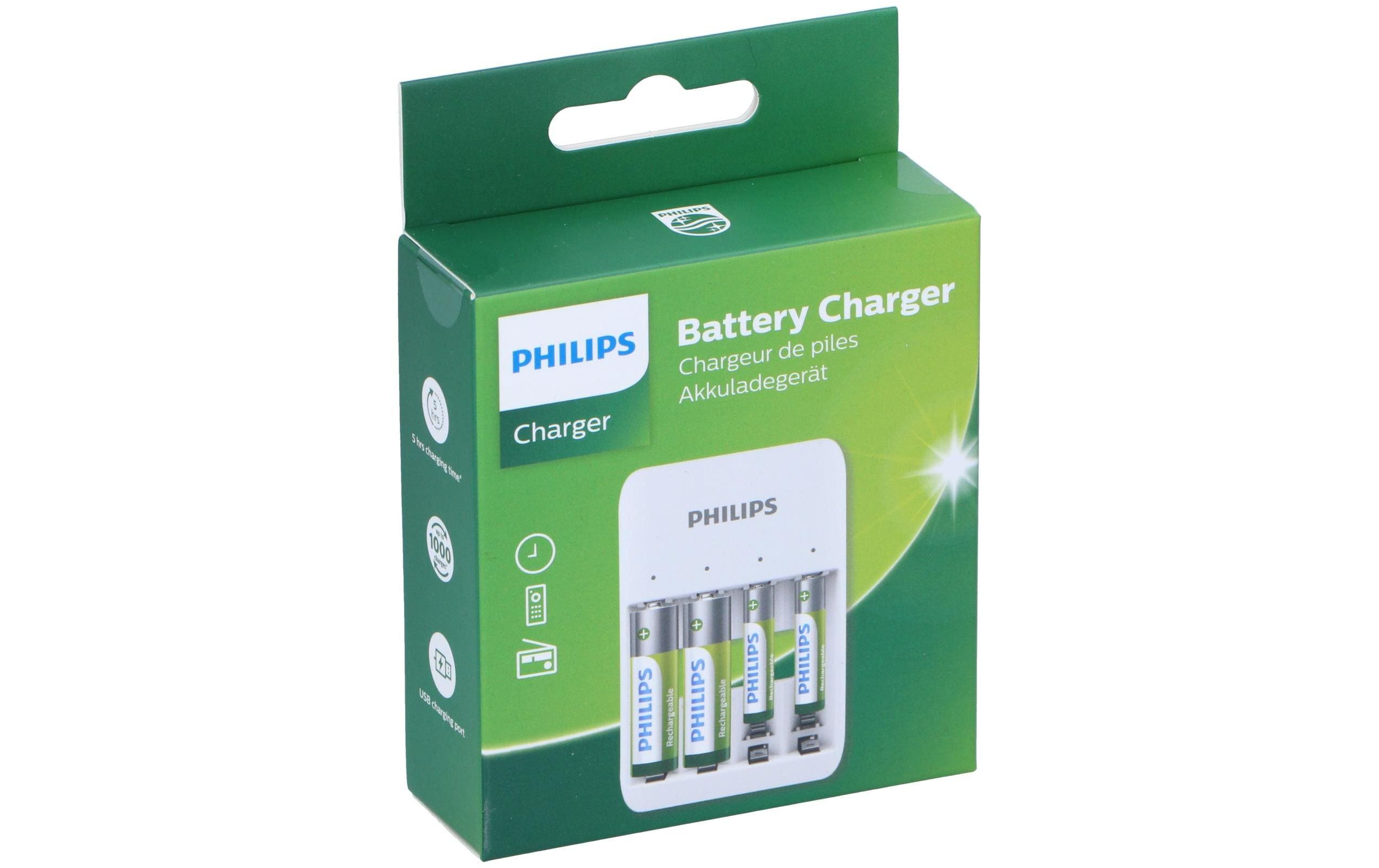 Philips Ladegerät für AA-/AAA-Batterien inkl. 2xAA/2xAAA Batterien