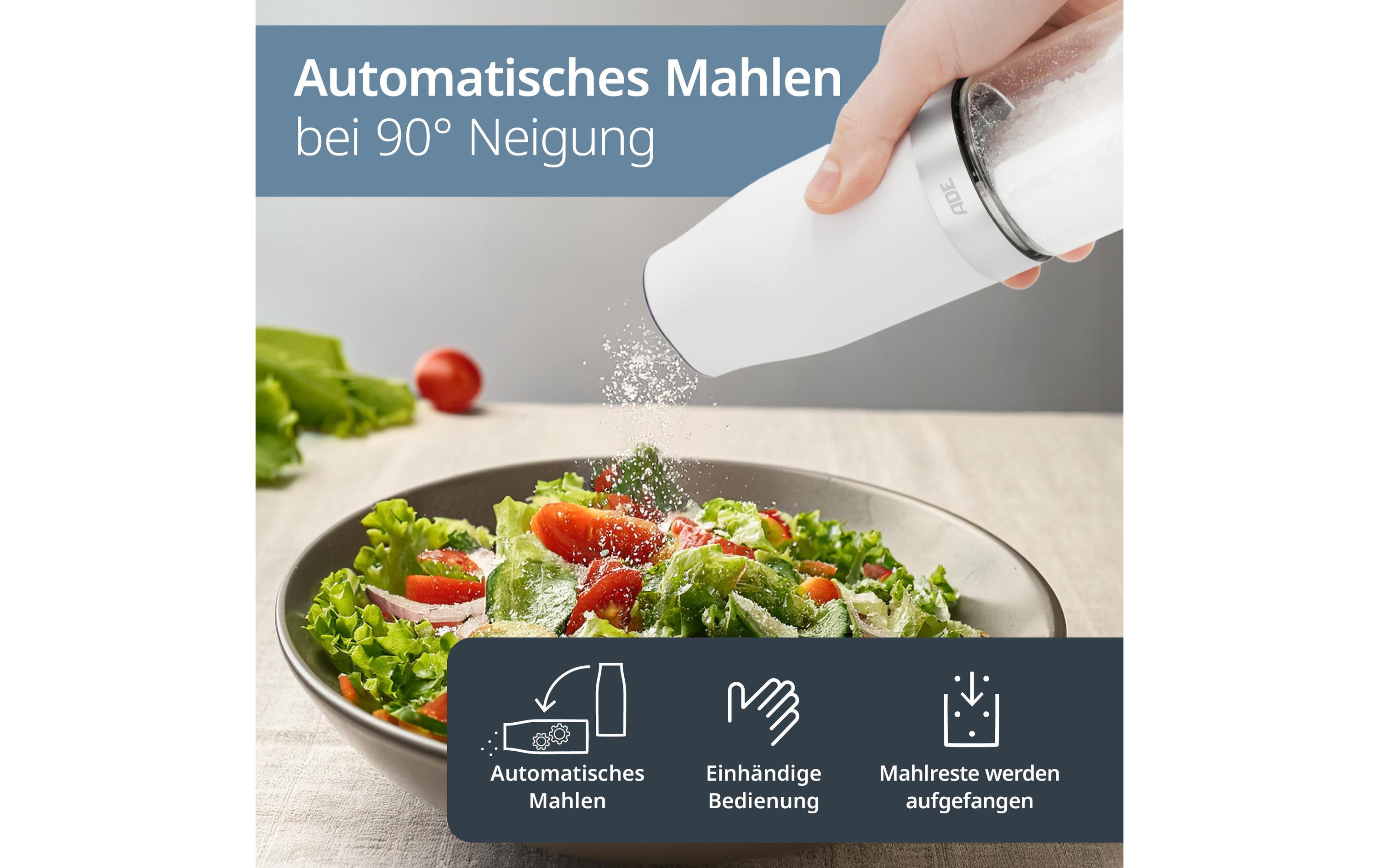 ADE Salz- und Pfeffermühle 18.3 cm, Weiss