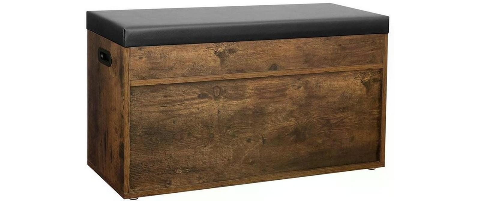 VASAGLE Sitztruhe mit 3 Fächern 80 x 44 x 30 cm, Braun