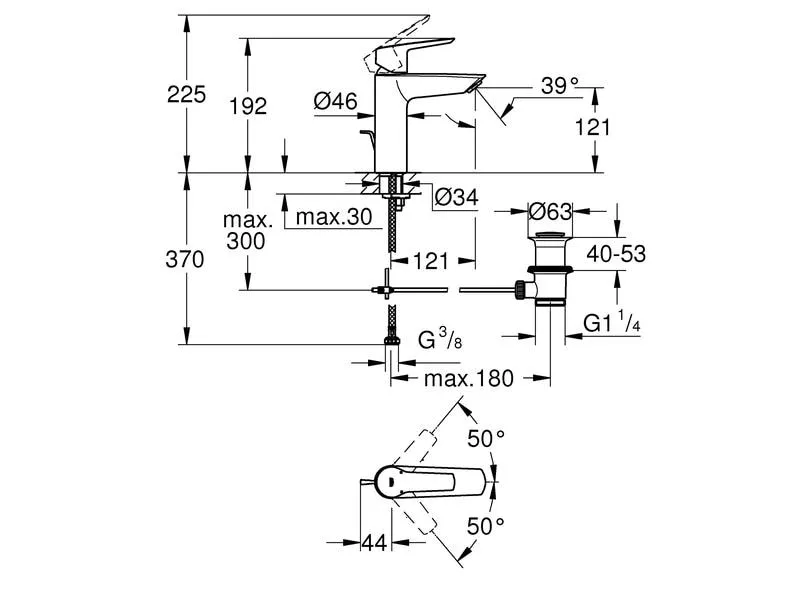 GROHE Lavaboarmatur QuickFix Start M-Size chrom GROHE Lavaboarmatur QuickFix Start M-Size chrom