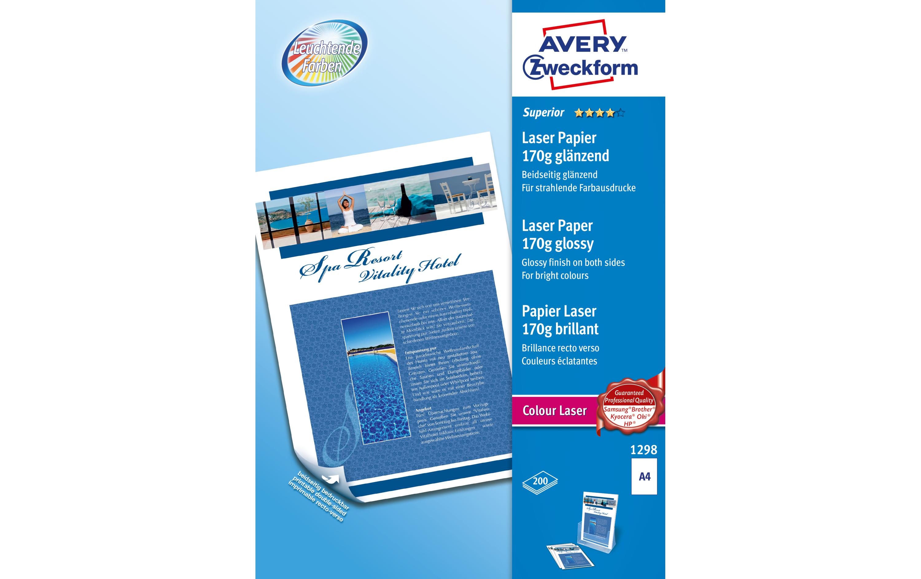 Avery Zweckform Fotopapier Colour Laser A4 170 g/m² 200 Stück Avery Zweckform Fotopapier Colour Laser A4 170 g/m² 200 Stück
