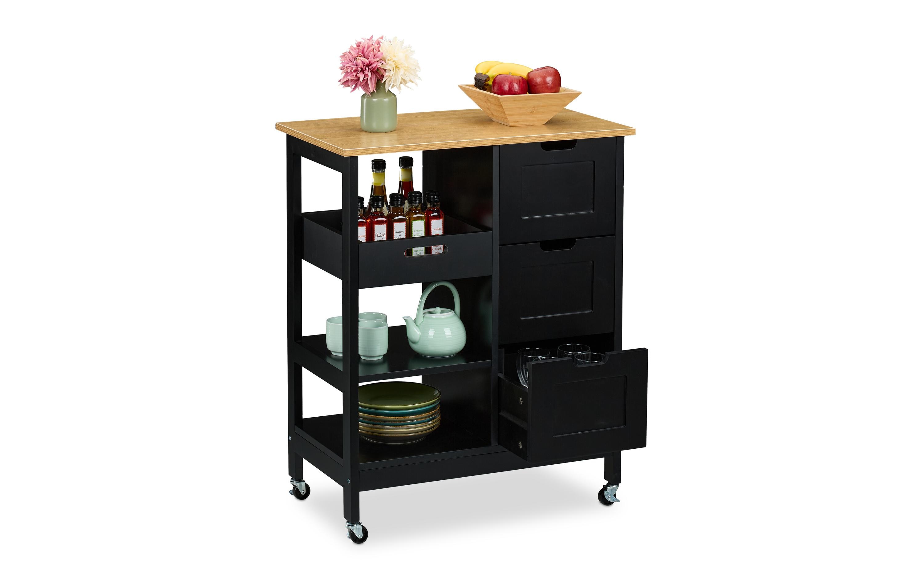 relaxdays Küchenwagen 85 x 68.5 x 38.5 cm, Schwarz