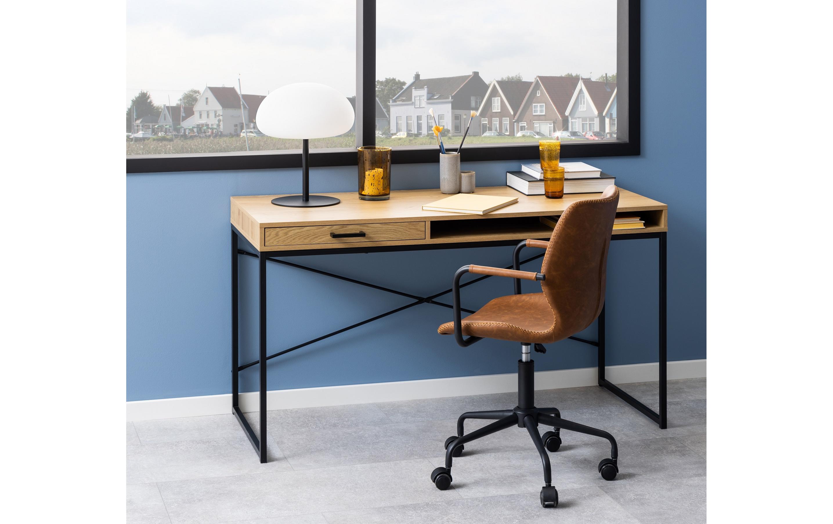 AC Design Tisch Seaford, Schwarz matt / Wildeiche matt