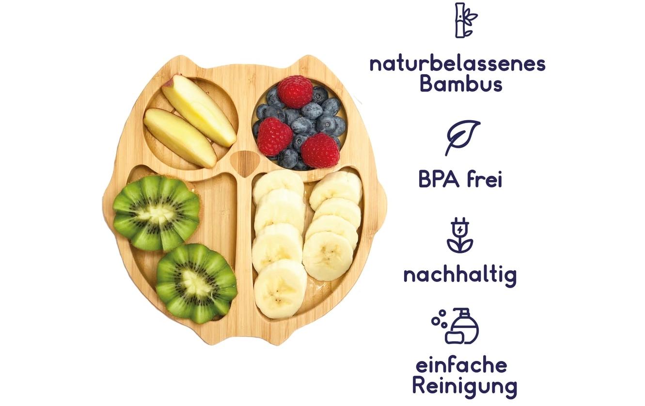 Kleinfuchs Kinderteller Bambus Eule Grün