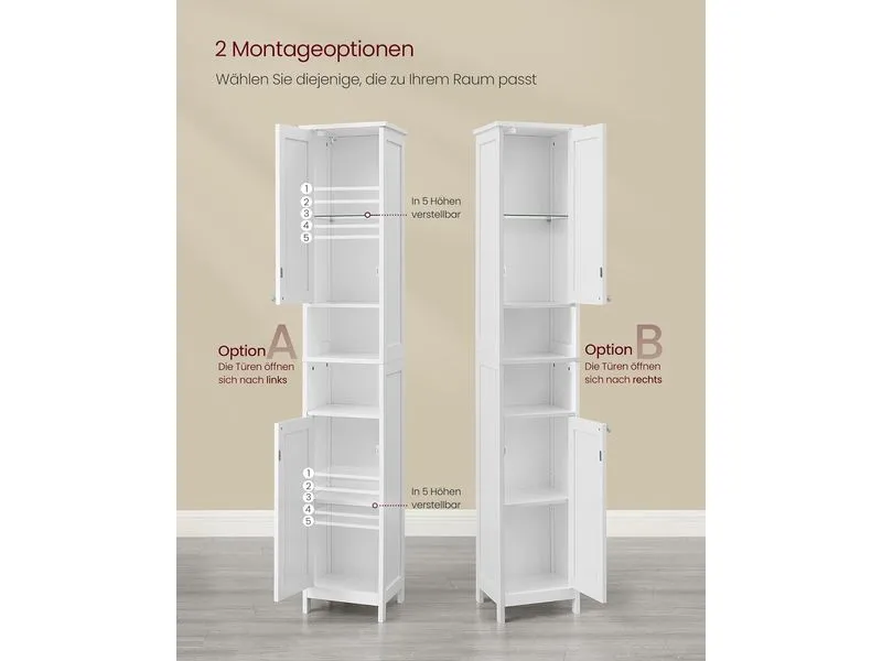 VASAGLE Badezimmerregal 30 x 170 cm, Weiss VASAGLE Badezimmerregal 30 x 170 cm, Weiss