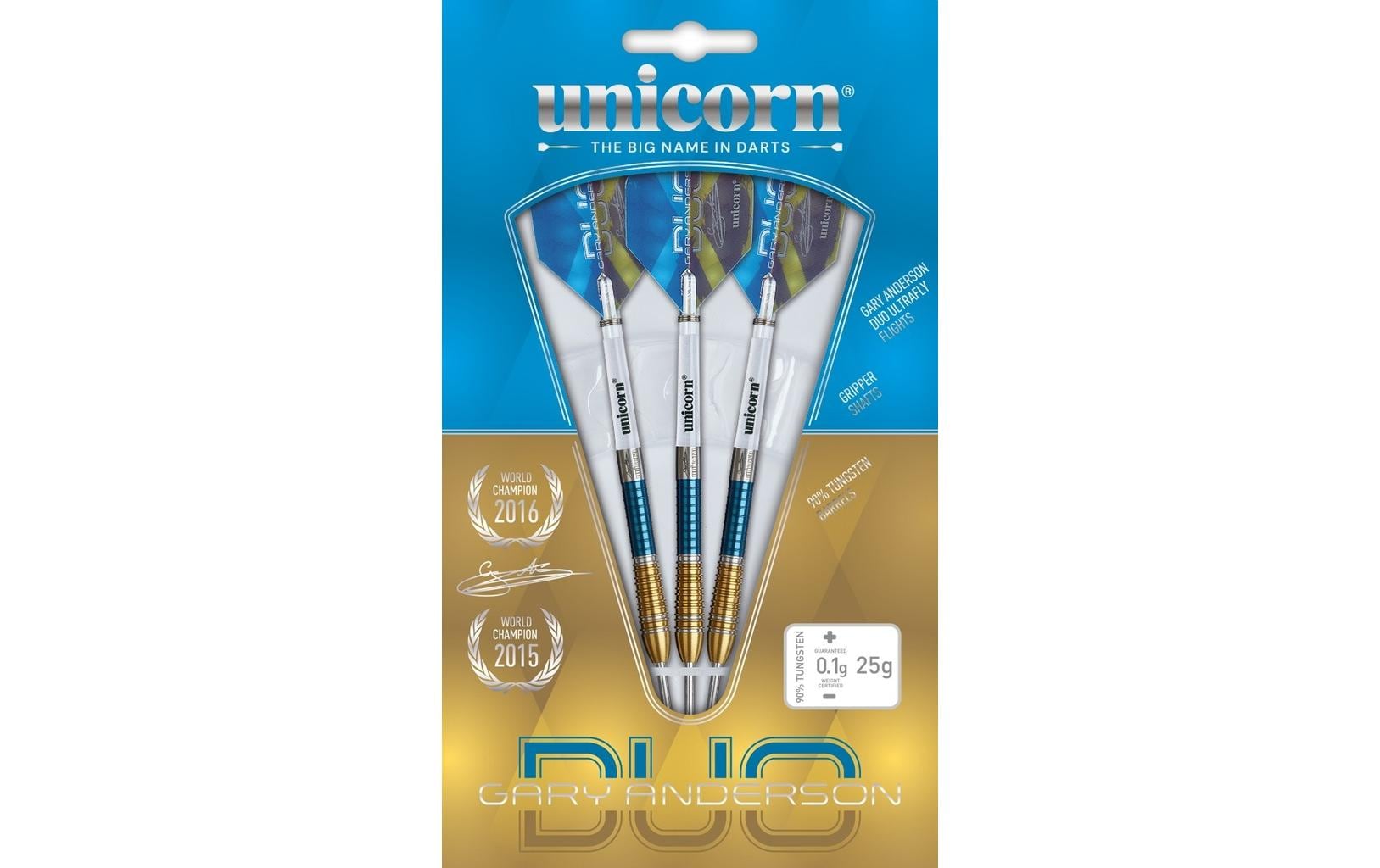 Unicorn Dartpfeile Gary Anderson 6 Duo 25G 3er-Pack, Gold/Blau