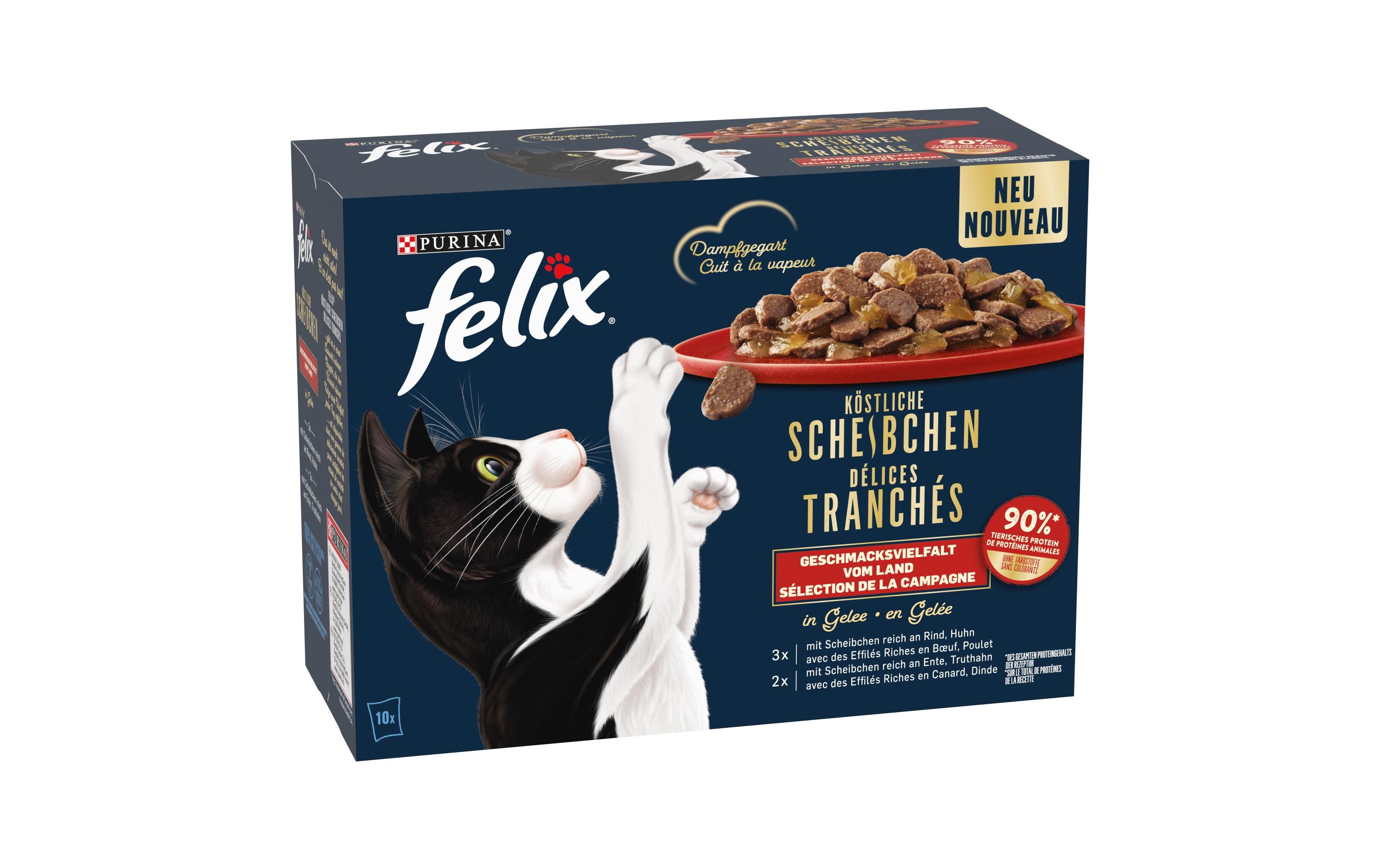 Felix Nassfutter Köstliche Scheibchen Ente in Gelee, 10 x 80 g