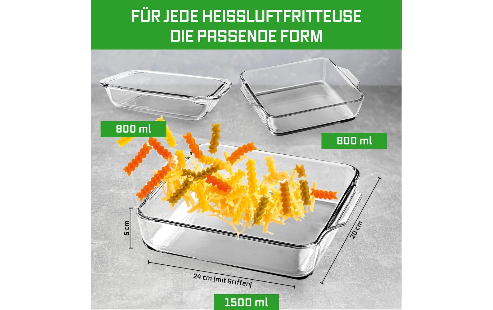 GOURMETmaxx Auflaufform für Heissluft-Fritteusen Eckig, Transparent,