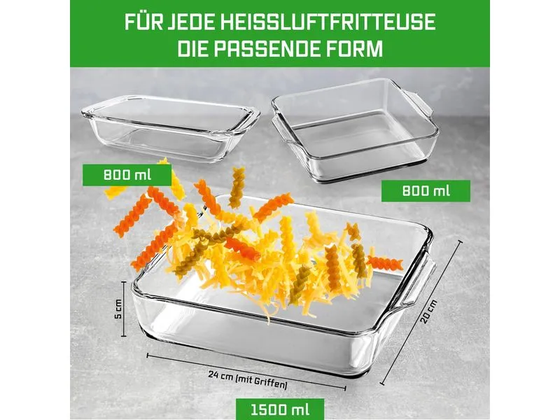 GOURMETmaxx Auflaufform für Heissluft-Fritteusen Eckig, Transparent,