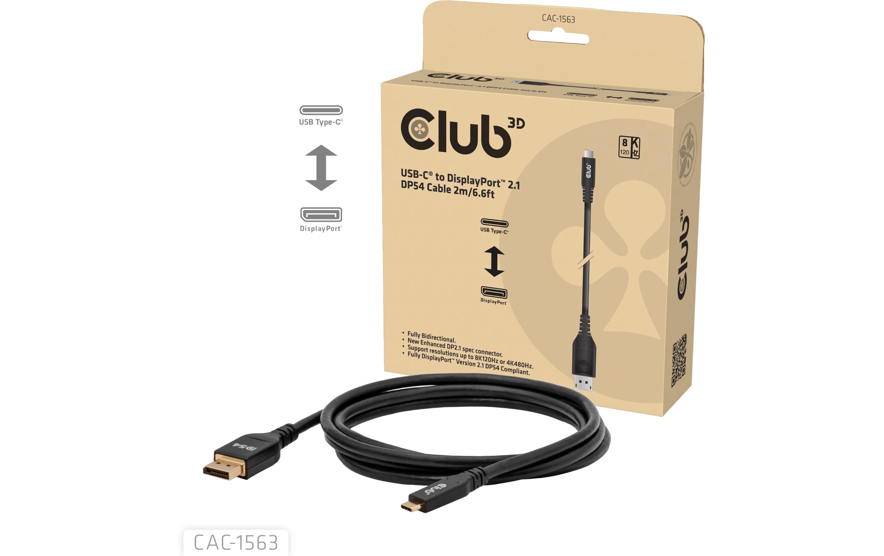 Club 3D CAC-1563 DP54 Bidirektionales Kabel USB Type-C - DisplayPort
