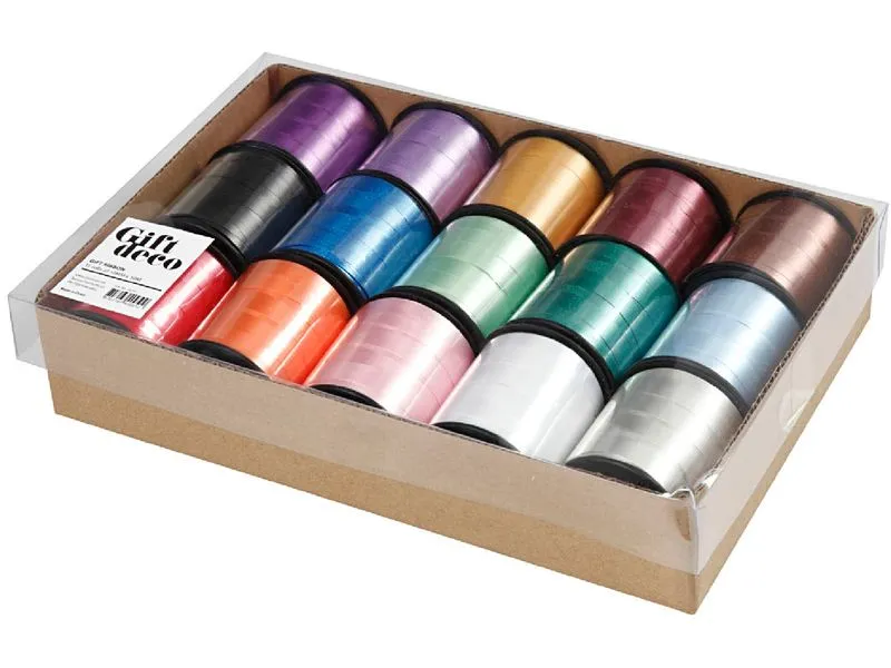 Creativ Company Kräuselband 10 mm, Sortierte Farben, 15 Stück