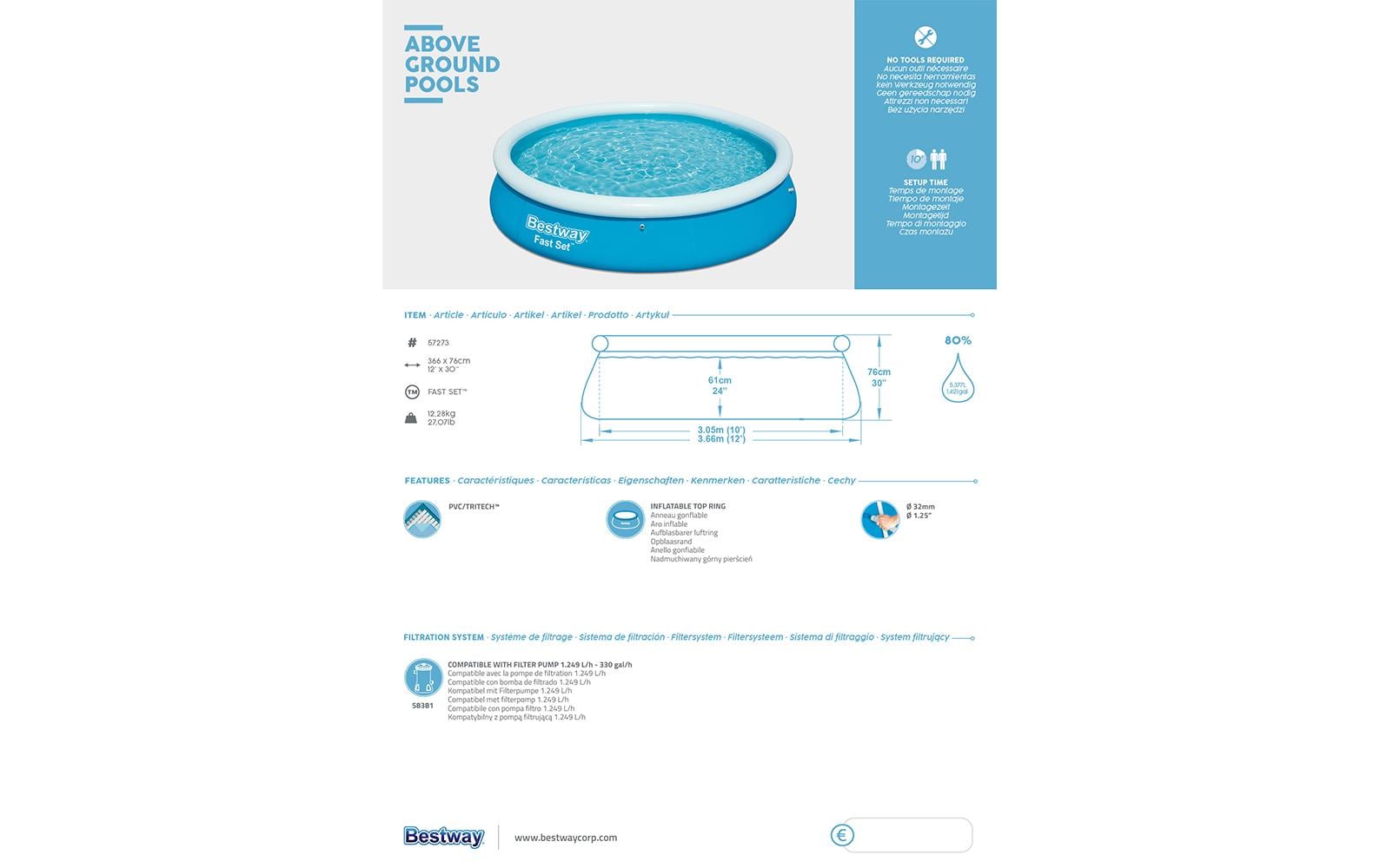 Bestway Pool Fast Set 305 x 76 cm