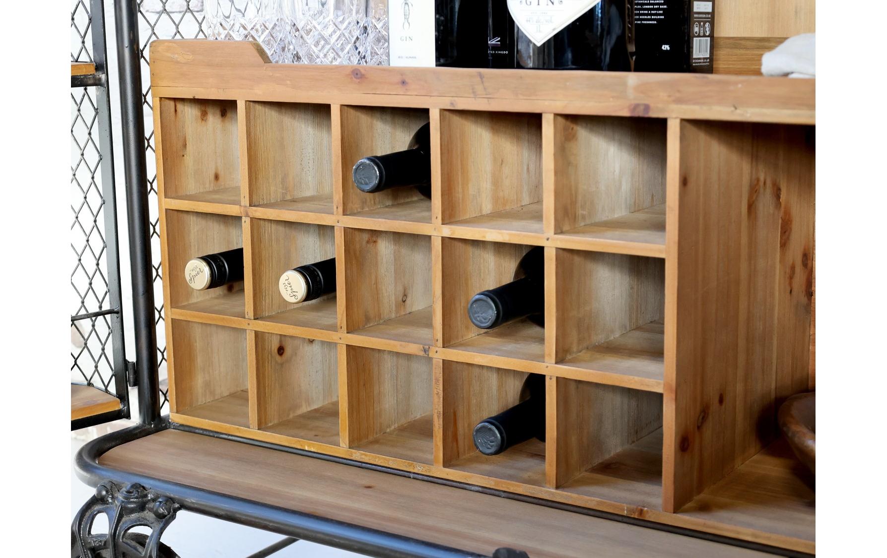 Chic Antique Bartrolley 49.5 cm x 116.5 cm, Nature/Schwarz