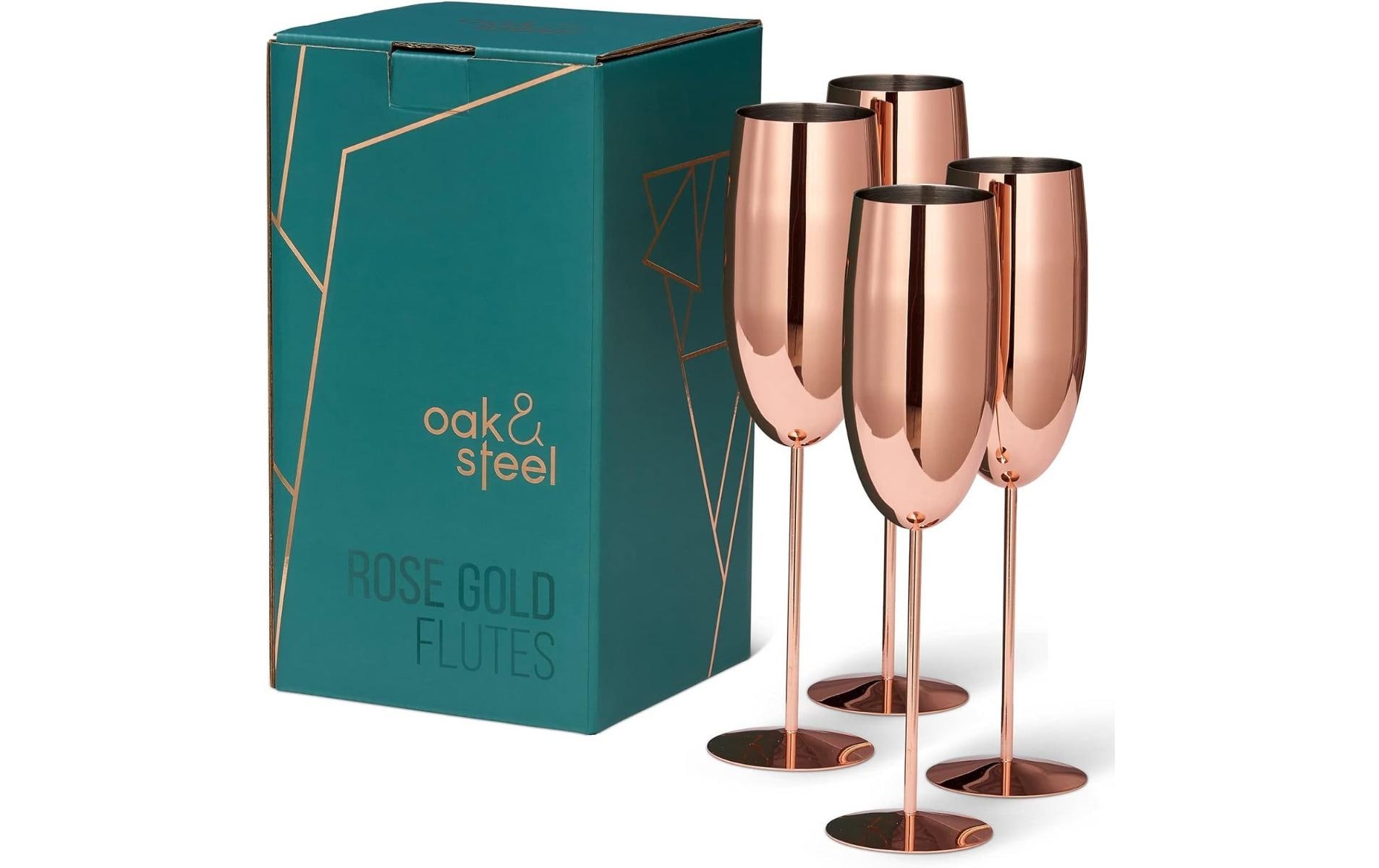 Oak & Steel Sektglas 285 ml, 4 Stück, Rosegold