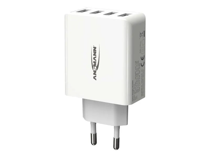 Ansmann USB-Wandladegerät Home Charger HC430, 4x USB, 30 W, Weiss Ansmann USB-Wandladegerät Home Charger HC430, 4x USB, 30 W, Weiss