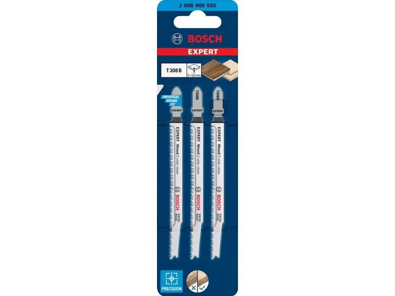 Bosch Professional Stichsägeblatt EXPERT Wood 2-side clean T 308 B, 3 Stück Bosch Professional Stichsägeblatt EXPERT Wood 2-side clean T 308 B, 3 Stück