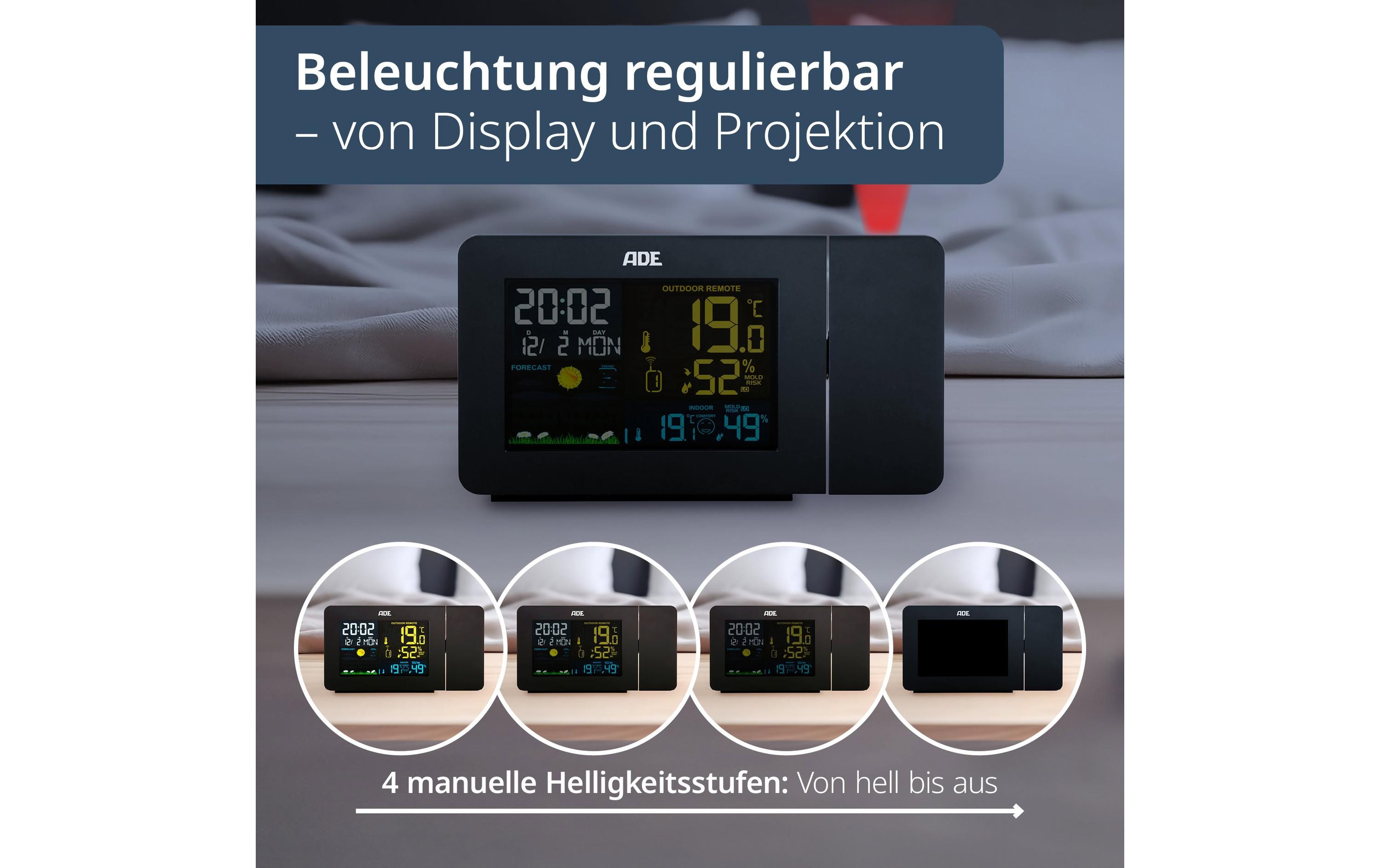 ADE Wetterstation mit Funk-Aussensensor Schwarz