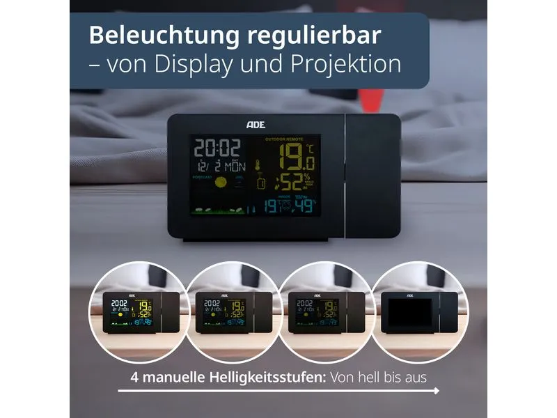 ADE Wetterstation mit Funk-Aussensensor Schwarz
