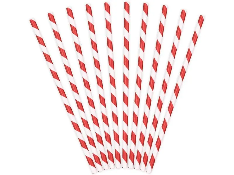 Partydeco Strohhalm 19.5 cm, 10 Stück, Rot/Weiss Partydeco Strohhalm 19.5 cm, 10 Stück, Rot/Weiss