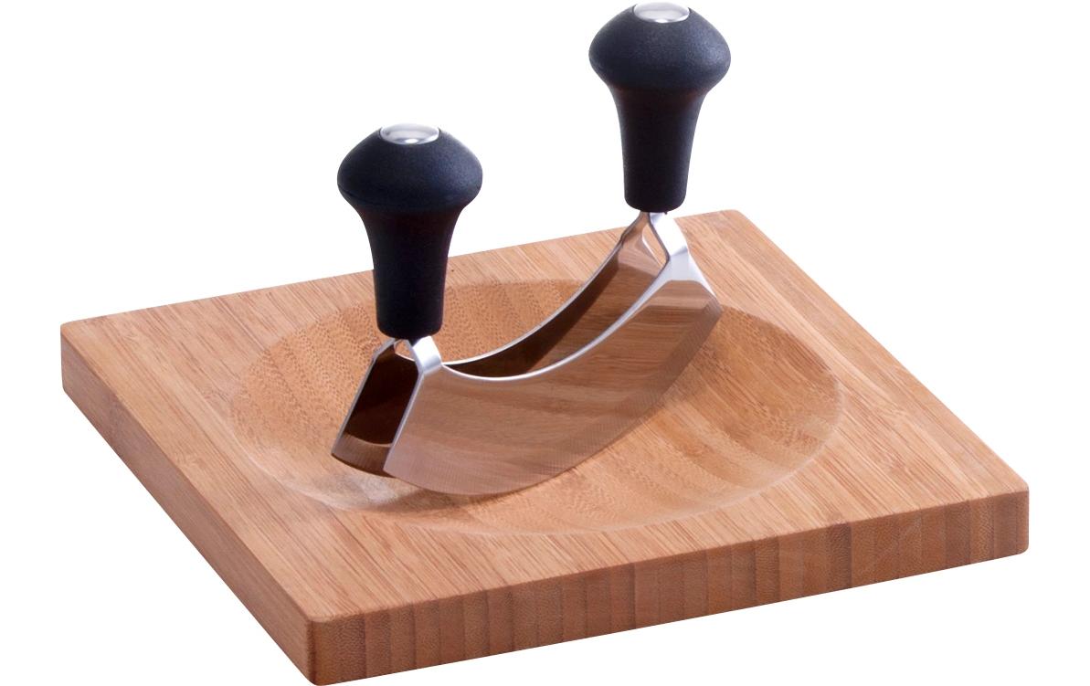 Zeller Present Kräuterbrett mit Wiegemesser 20 x 20 cm, Bambus / Edelstahl