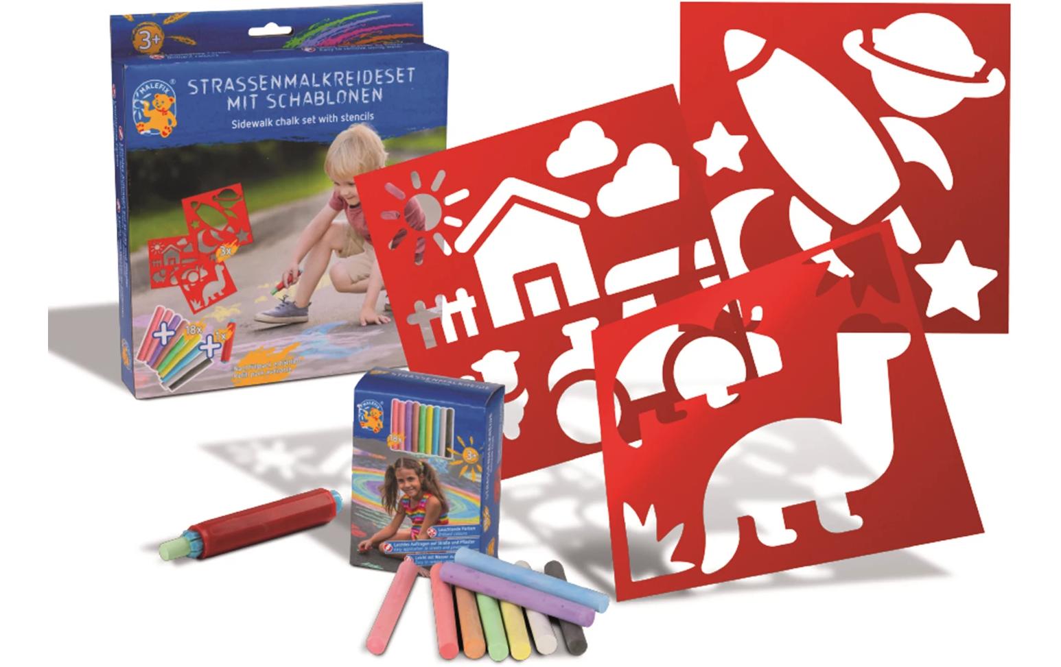 Pustefix Abenteuerschablone mit 18 Strassenkreiden