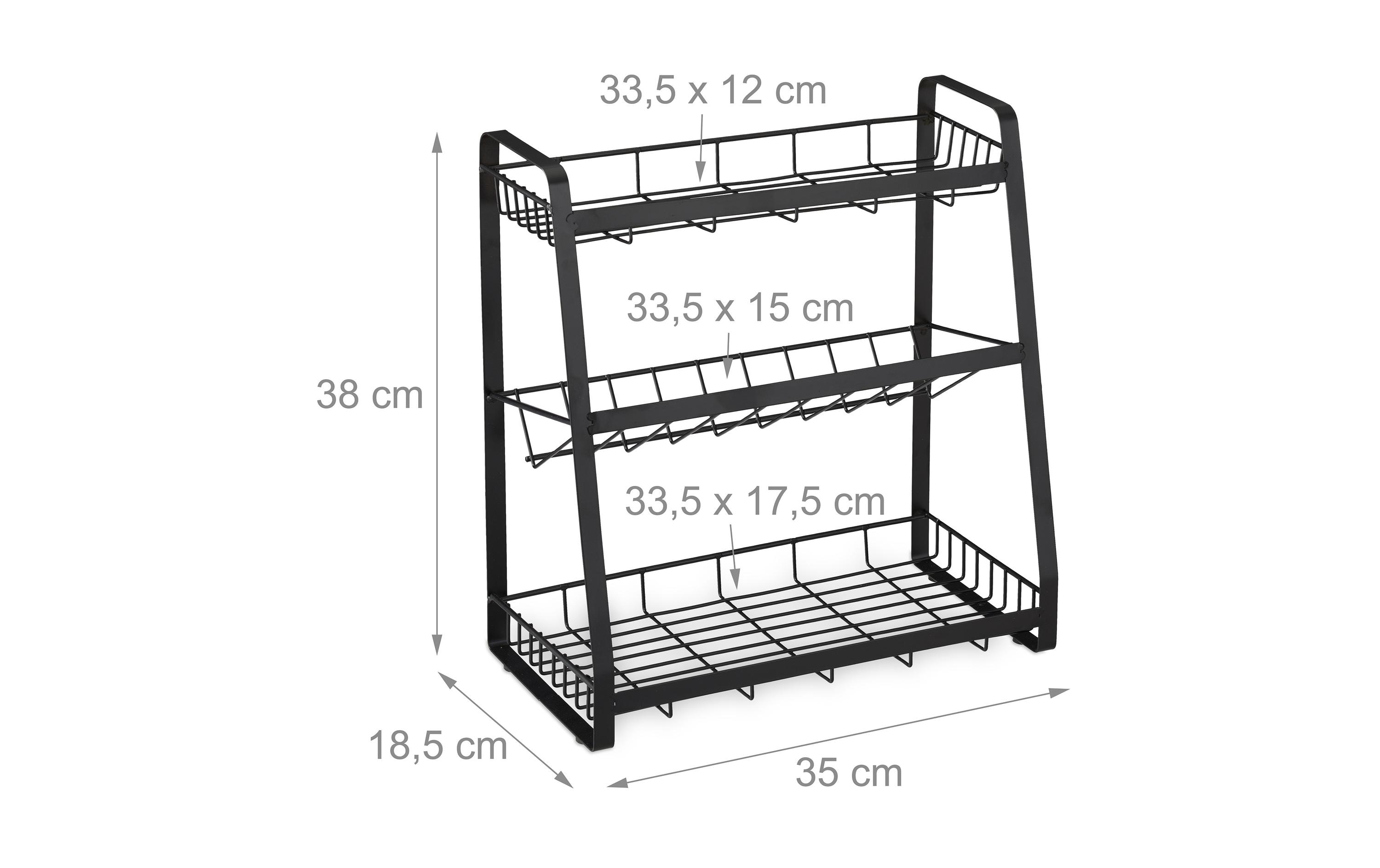 relaxdays Gewürzregal 3 Etagen stehend Schwarz
