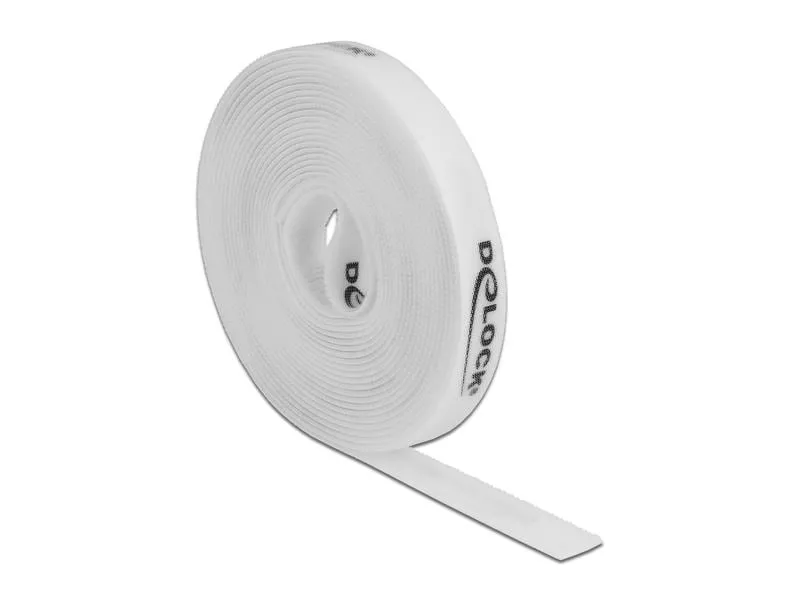 Delock Klettband 5 m x 15 mm Weiss