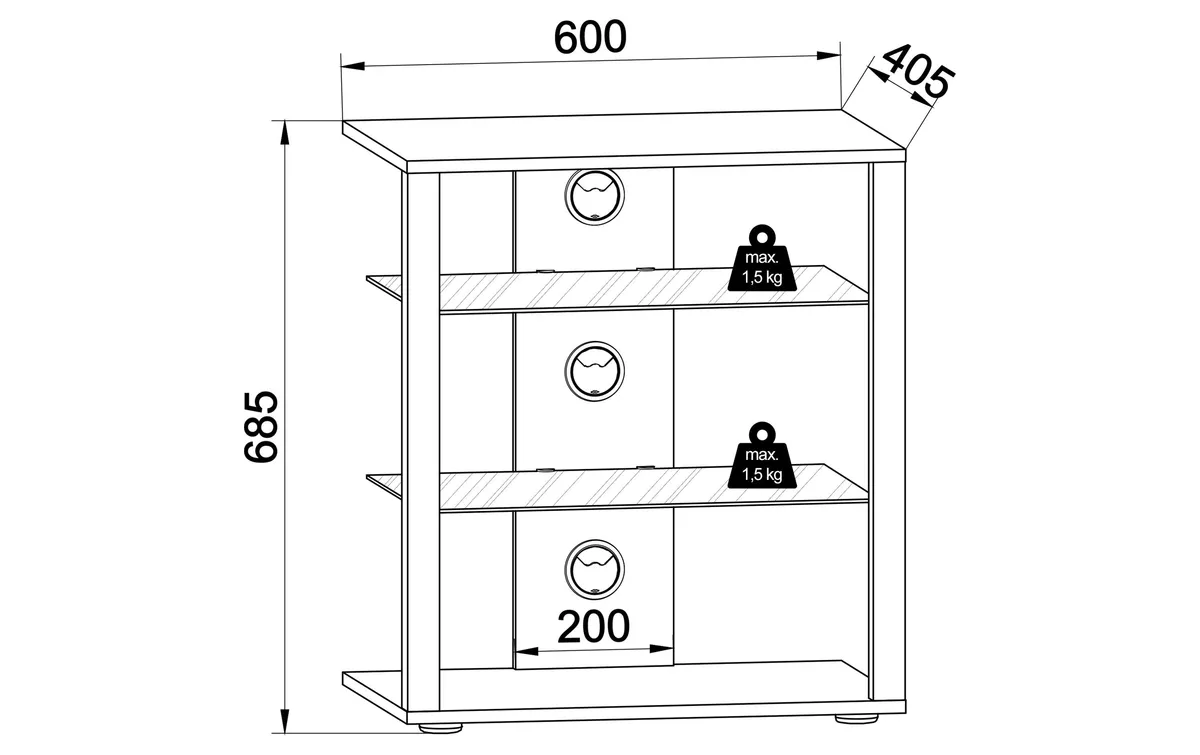 VCM TV-Möbel Folas 60 x 41 cm, Schwarz VCM TV-Möbel Folas 60 x 41 cm, Schwarz