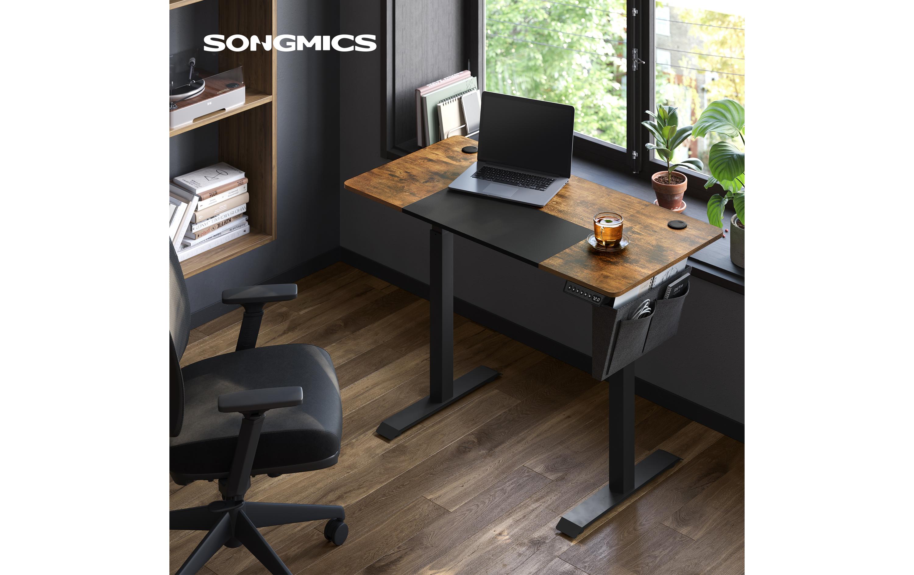 Songmics Stehtisch 120 x 60 cm, Vintagebraun-Schwarz