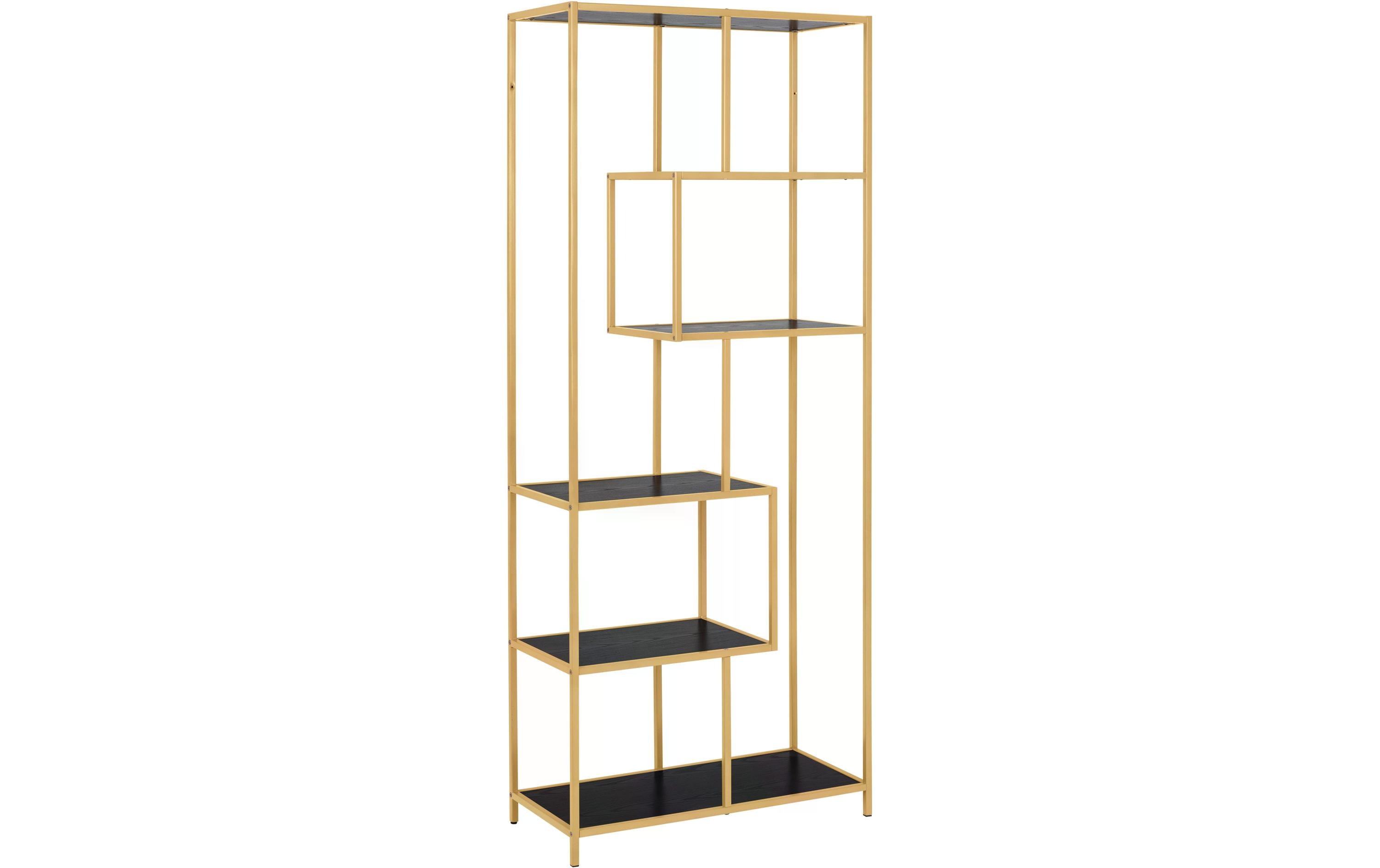 AC Design Regal Seaford 77 x 35 x 185 cm, Gold/Schwarz