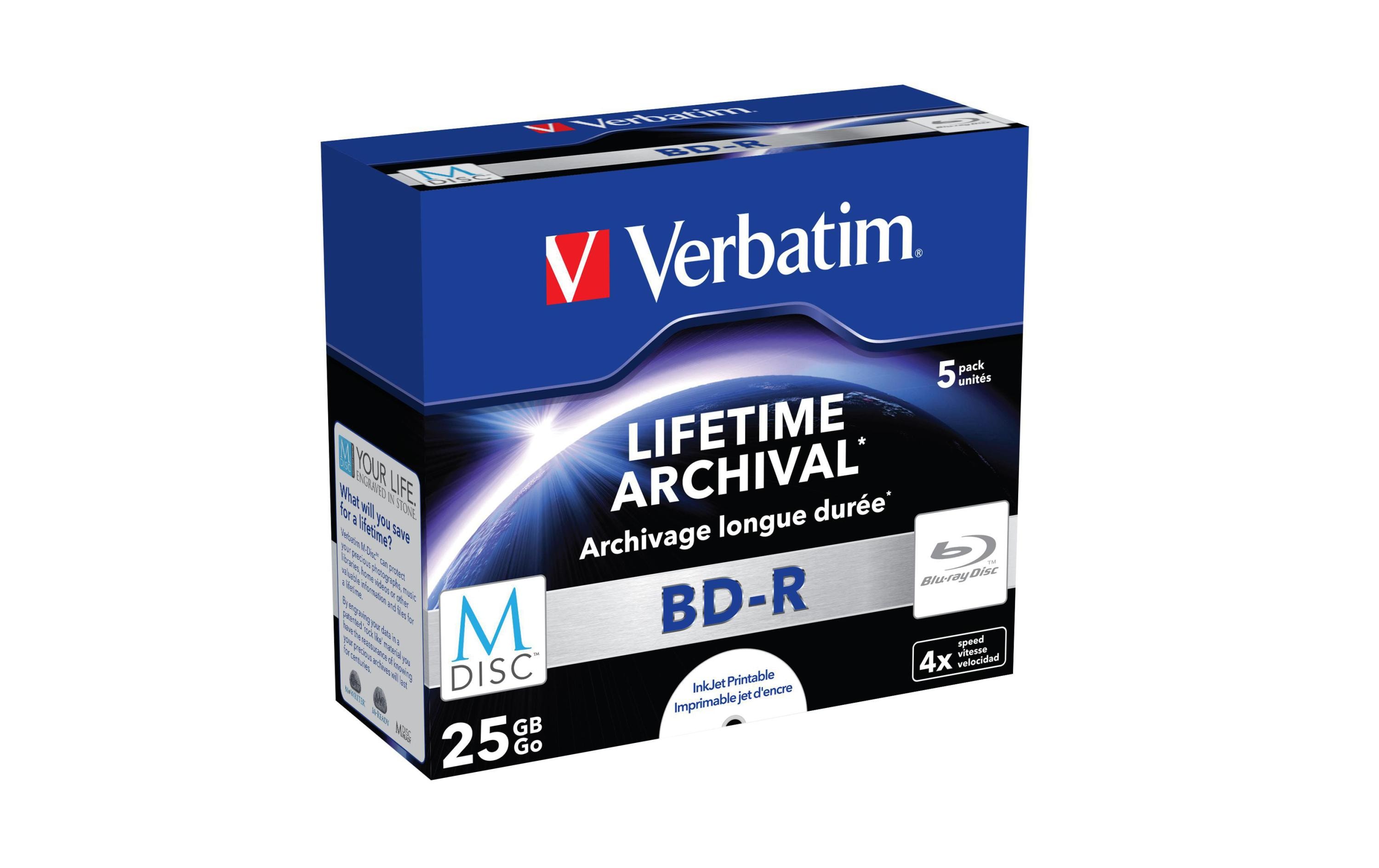Verbatim BD-R M-Disc 25 GB, Jewelcase (5 Stück) Verbatim BD-R M-Disc 25 GB, Jewelcase (5 Stück)
