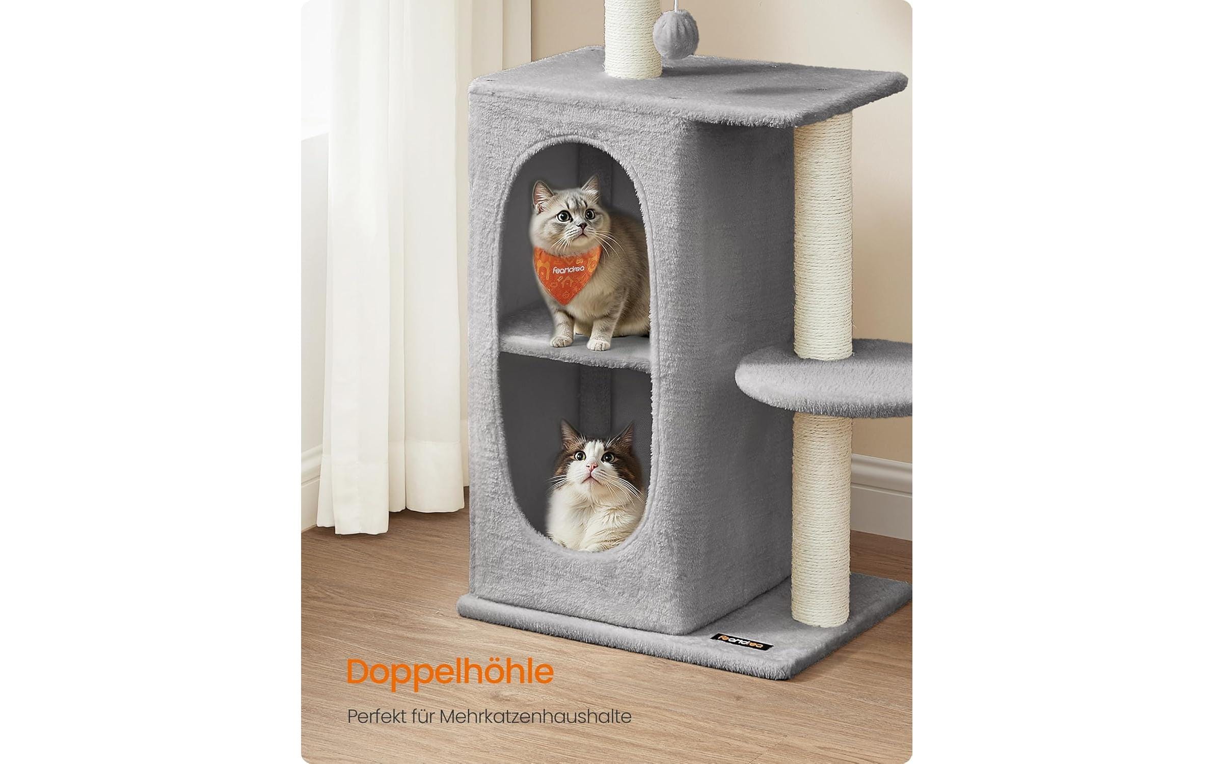 Feandrea Kratzbaum mit 2 Höhlen Hellgrau