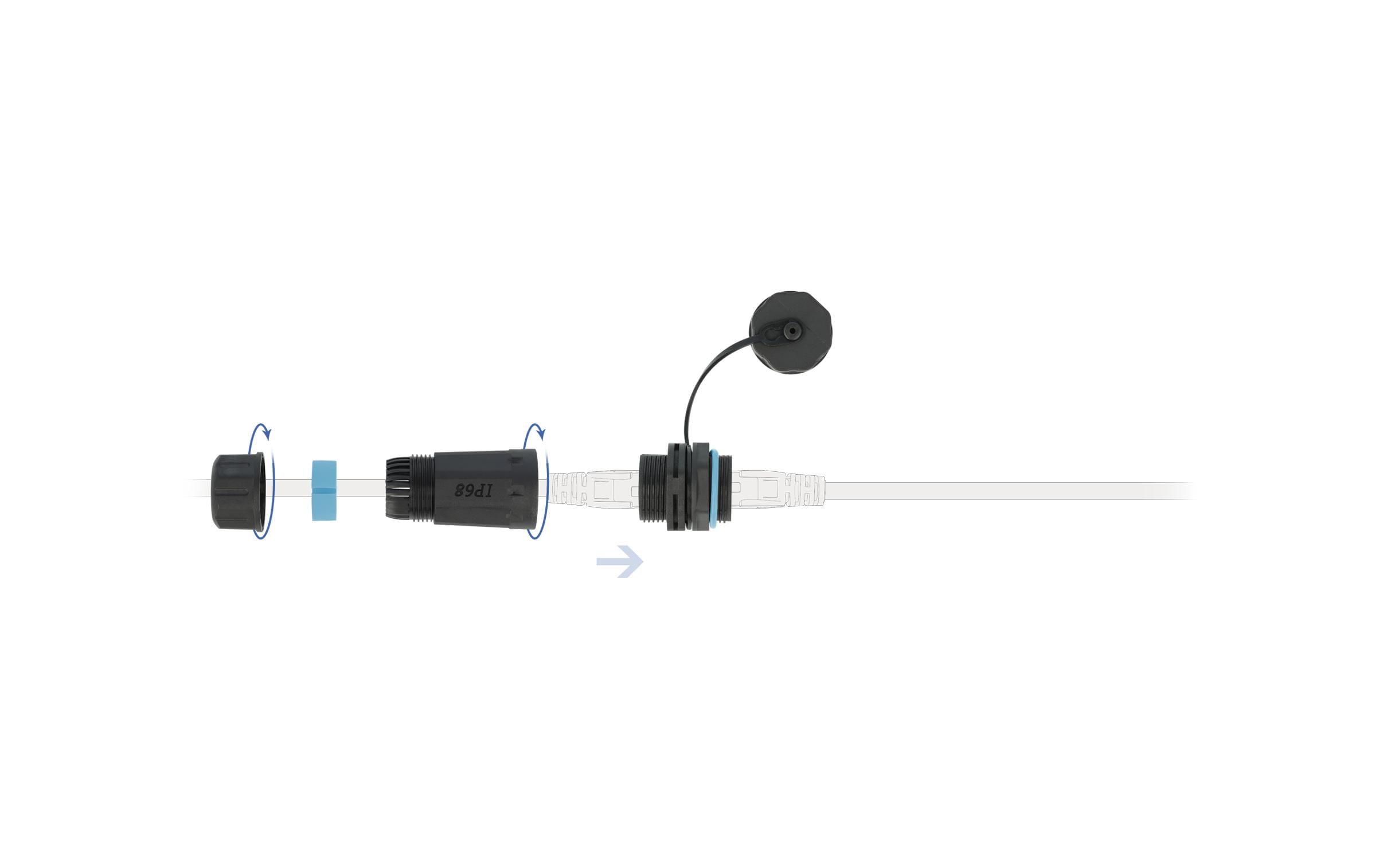 Delock Kupplung RJ-45, Cat.6A, Blau, wasserfest, 1 Stück