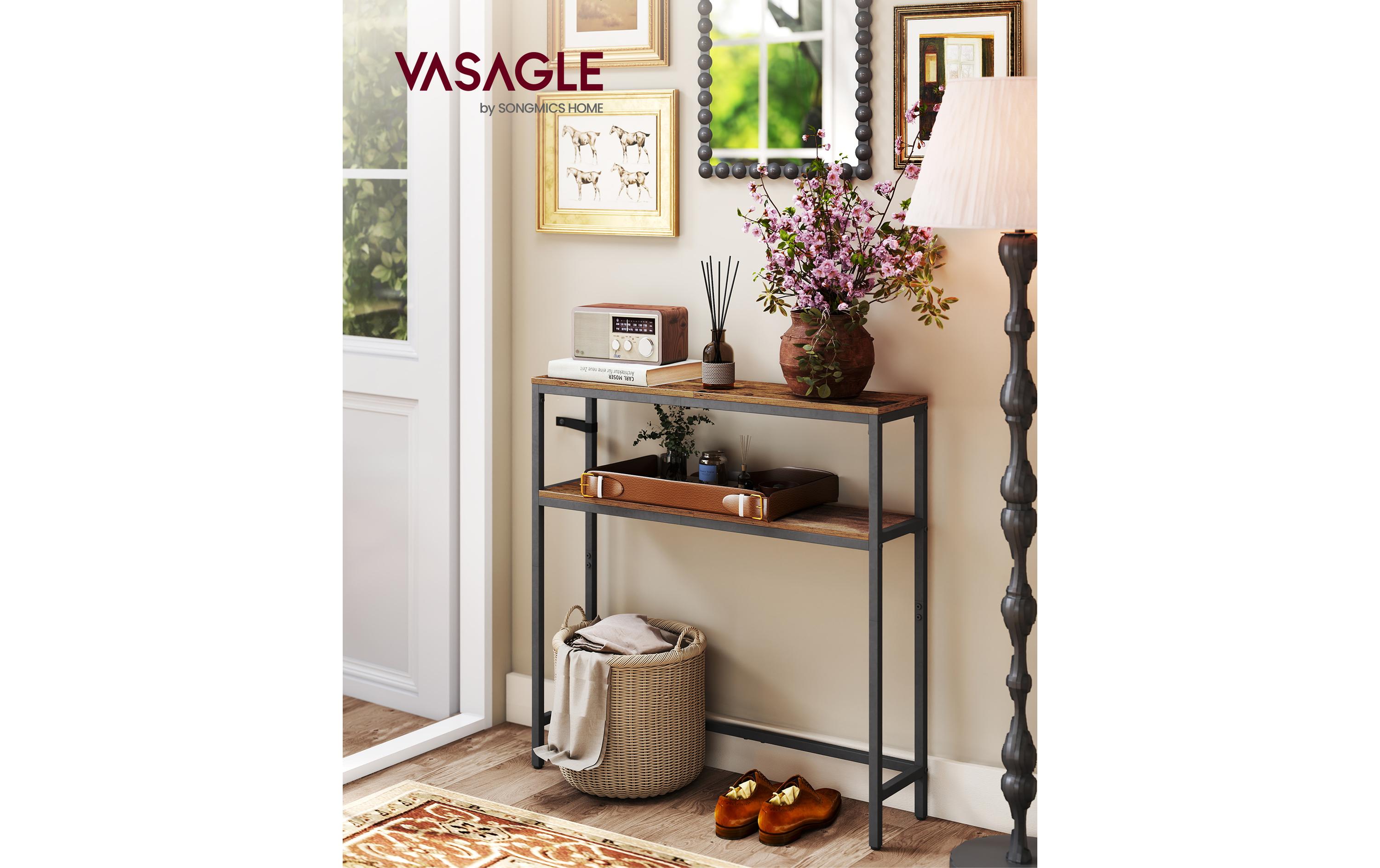 VASAGLE Konsolentisch 80 x 80 cm, Schwarz/Braun
