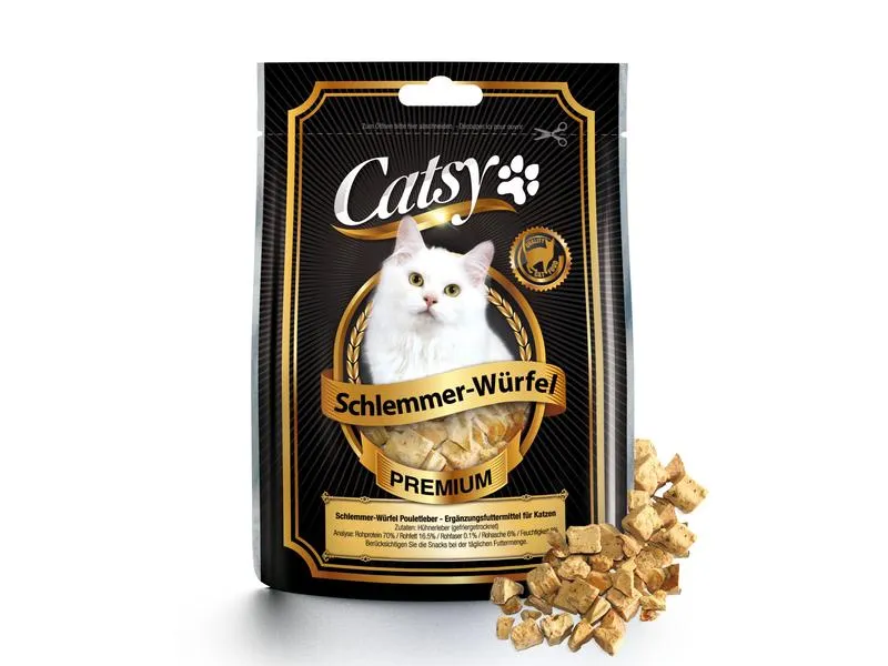 Catsy Katzen-Snack Schlemmer-Würfel Pouletleber, 25 g Catsy Katzen-Snack Schlemmer-Würfel Pouletleber, 25 g